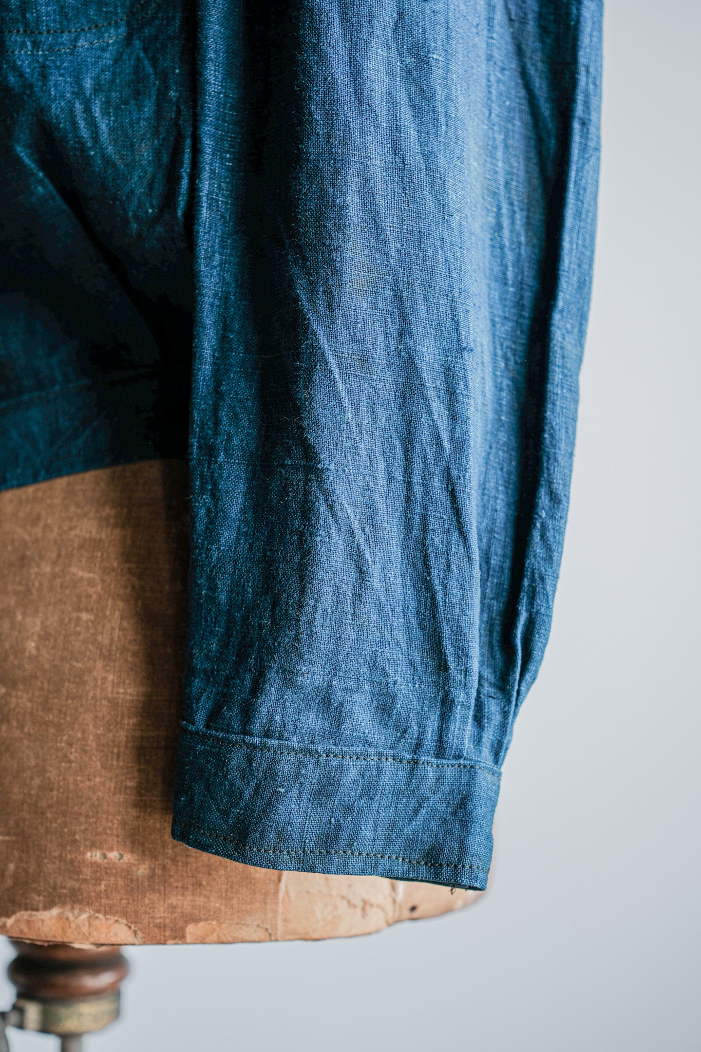 ［~40's］French Navy Indigo Linen Shawl Collar Mechanic Jacket "Marine Nationale"