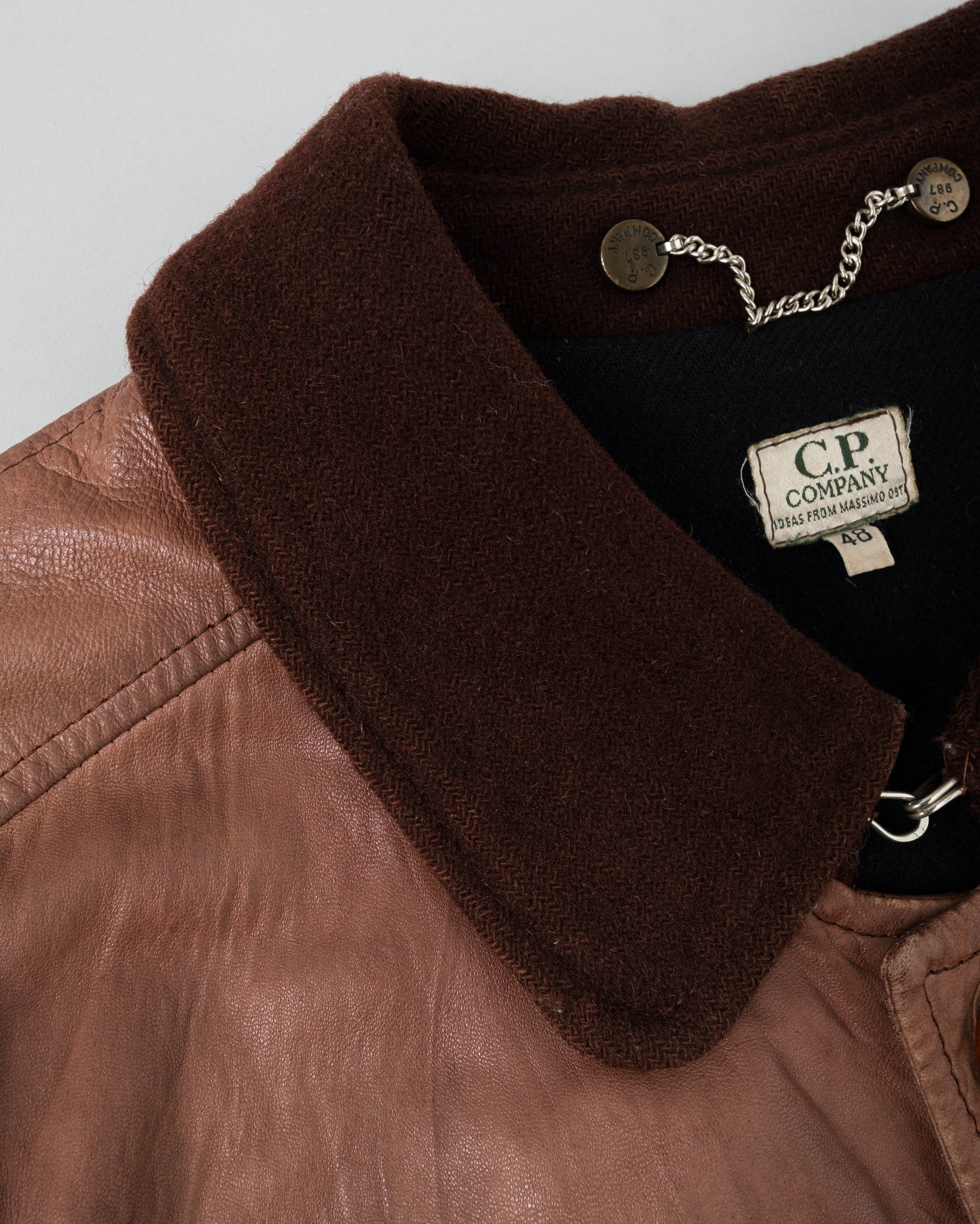 【87AW】Old C.P.Company Brown Leather 4 Pockets Jacket Size.48