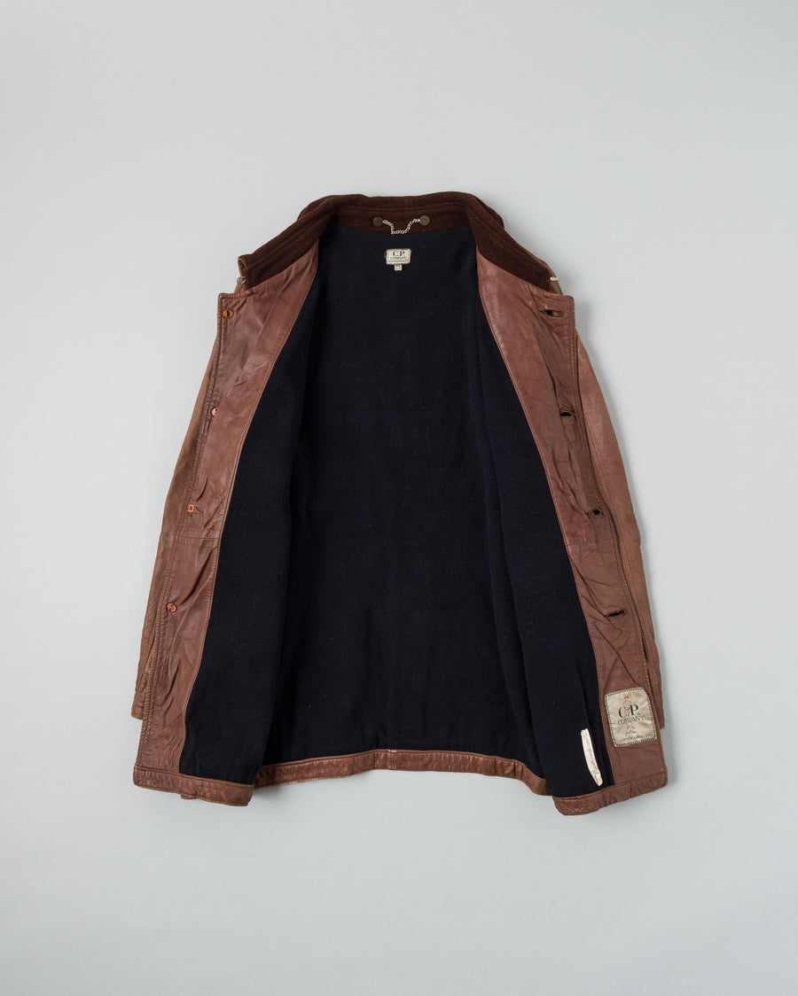 Vue d'ensemble de ［87AW］Old C.P.Company Brown Leather 4 Pockets Jacket Size.48