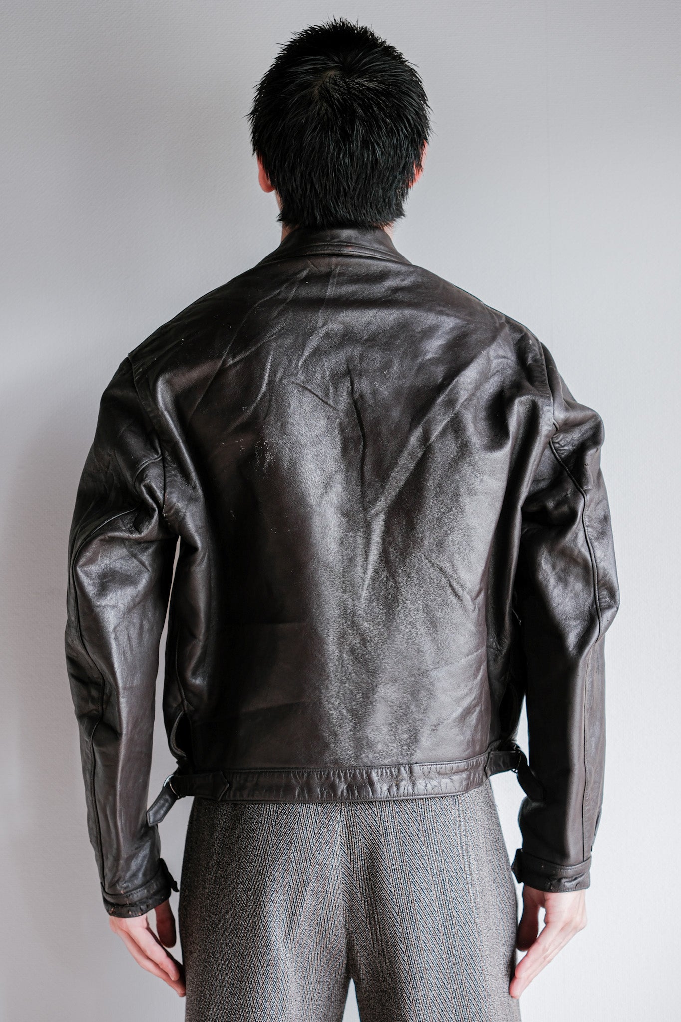 50's】French Vintage Hartmann Type Motorcycle Leather Jacket