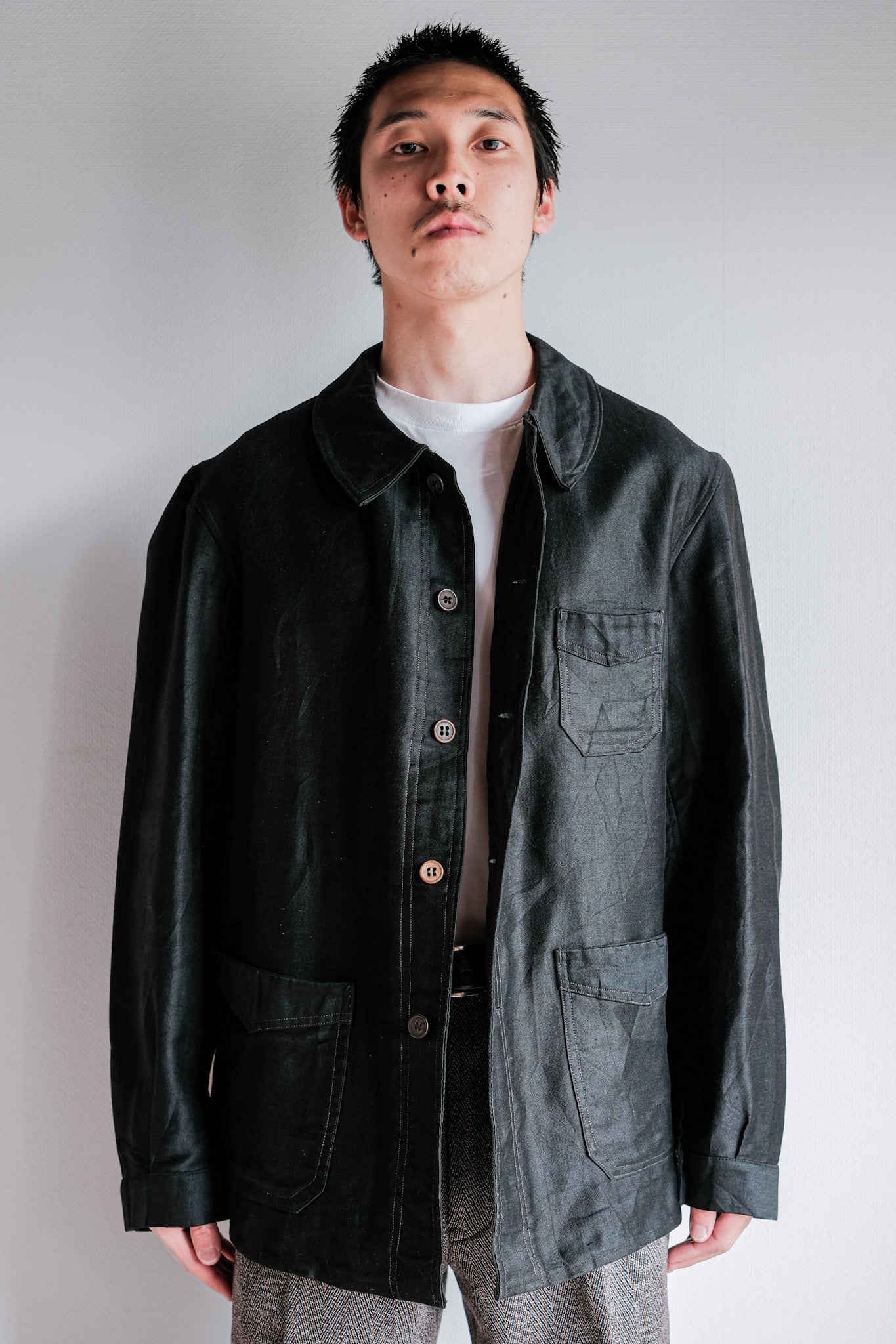 【~40's】French Vintage Black Light Moleskin Work Jacket