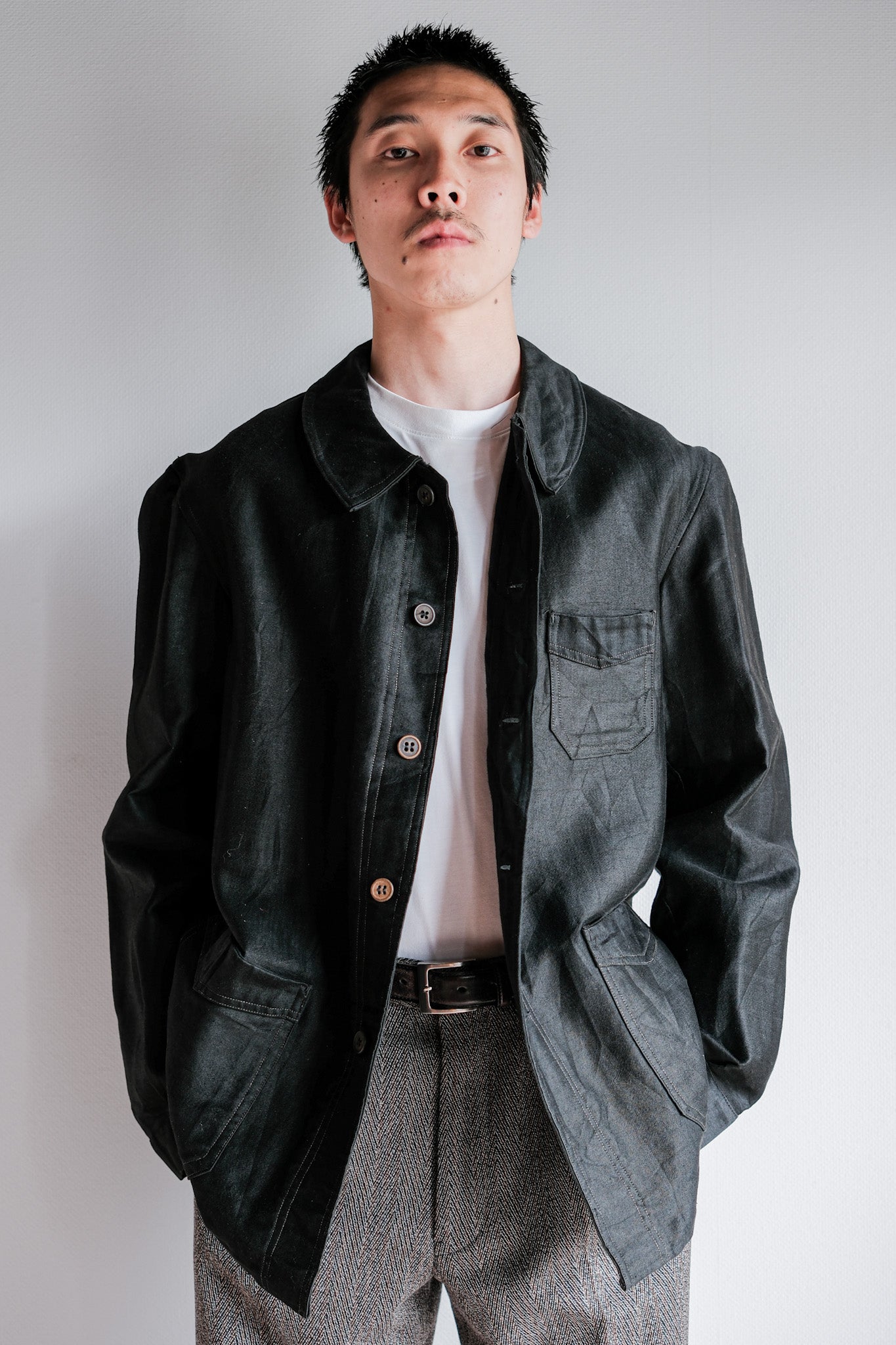 ［~40's］French Vintage Black Light Moleskin Work Jacket