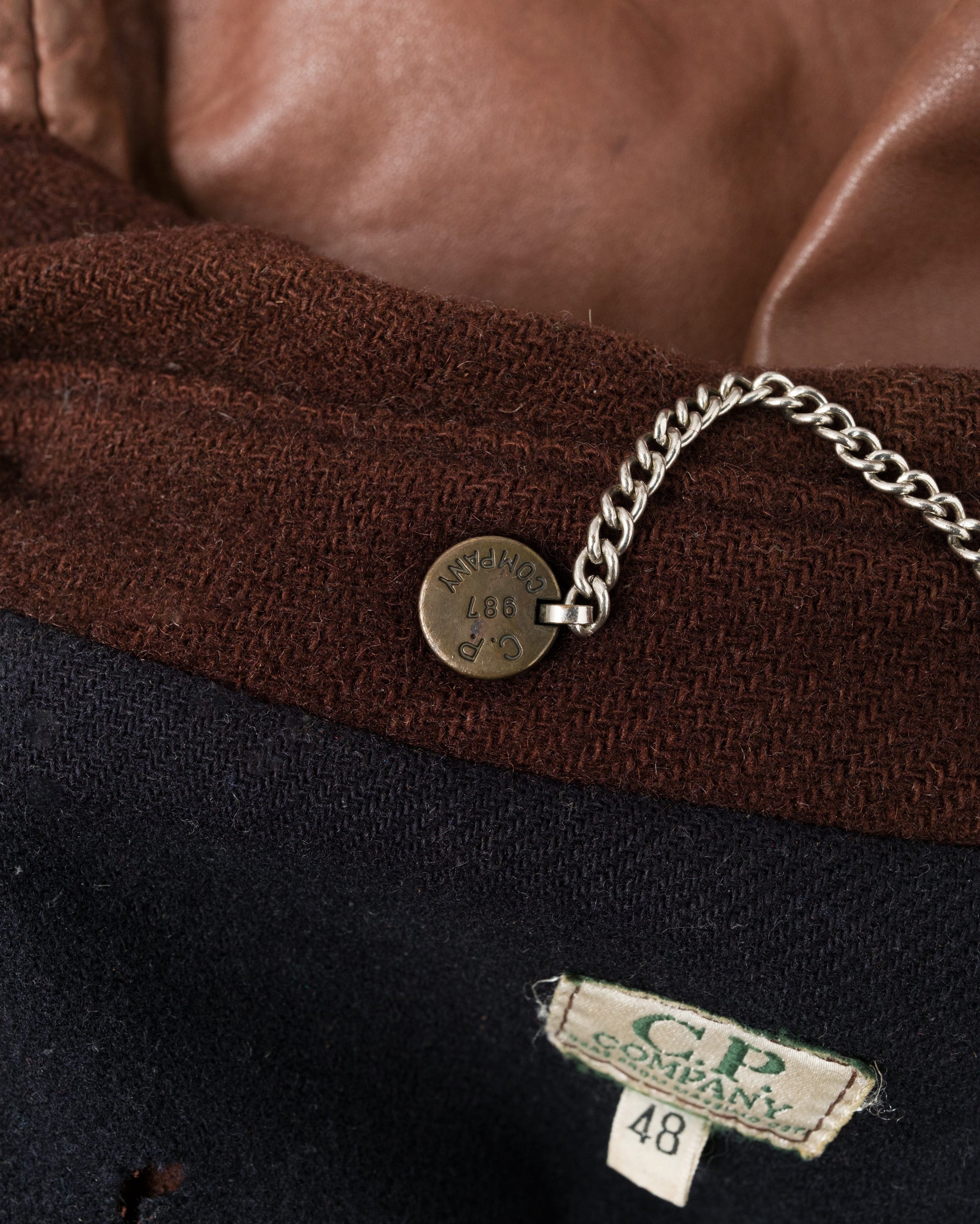 【87AW】Old C.P.Company Brown Leather 4 Pockets Jacket Size.48