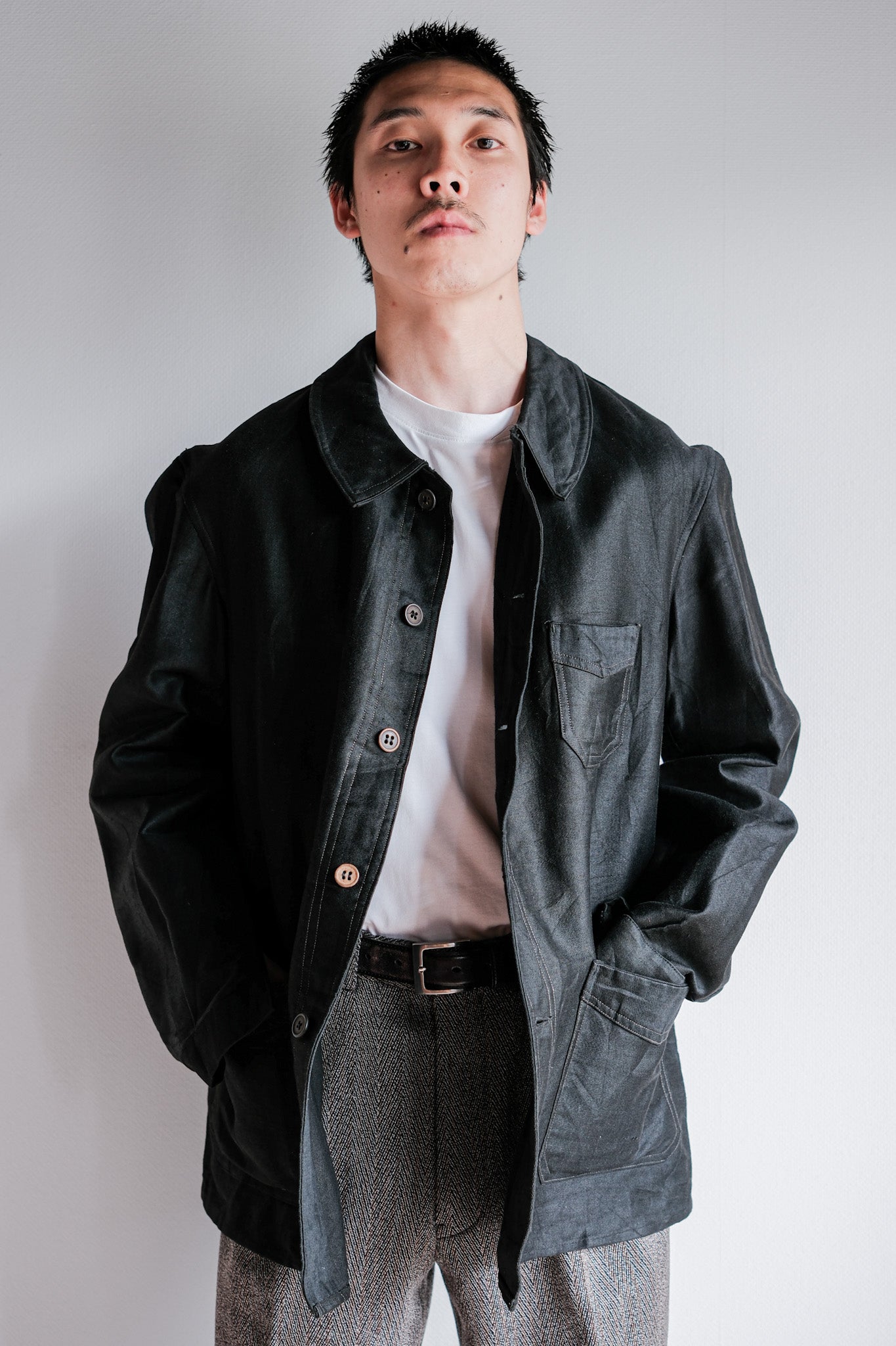 ［~40's］French Vintage Black Light Moleskin Work Jacket