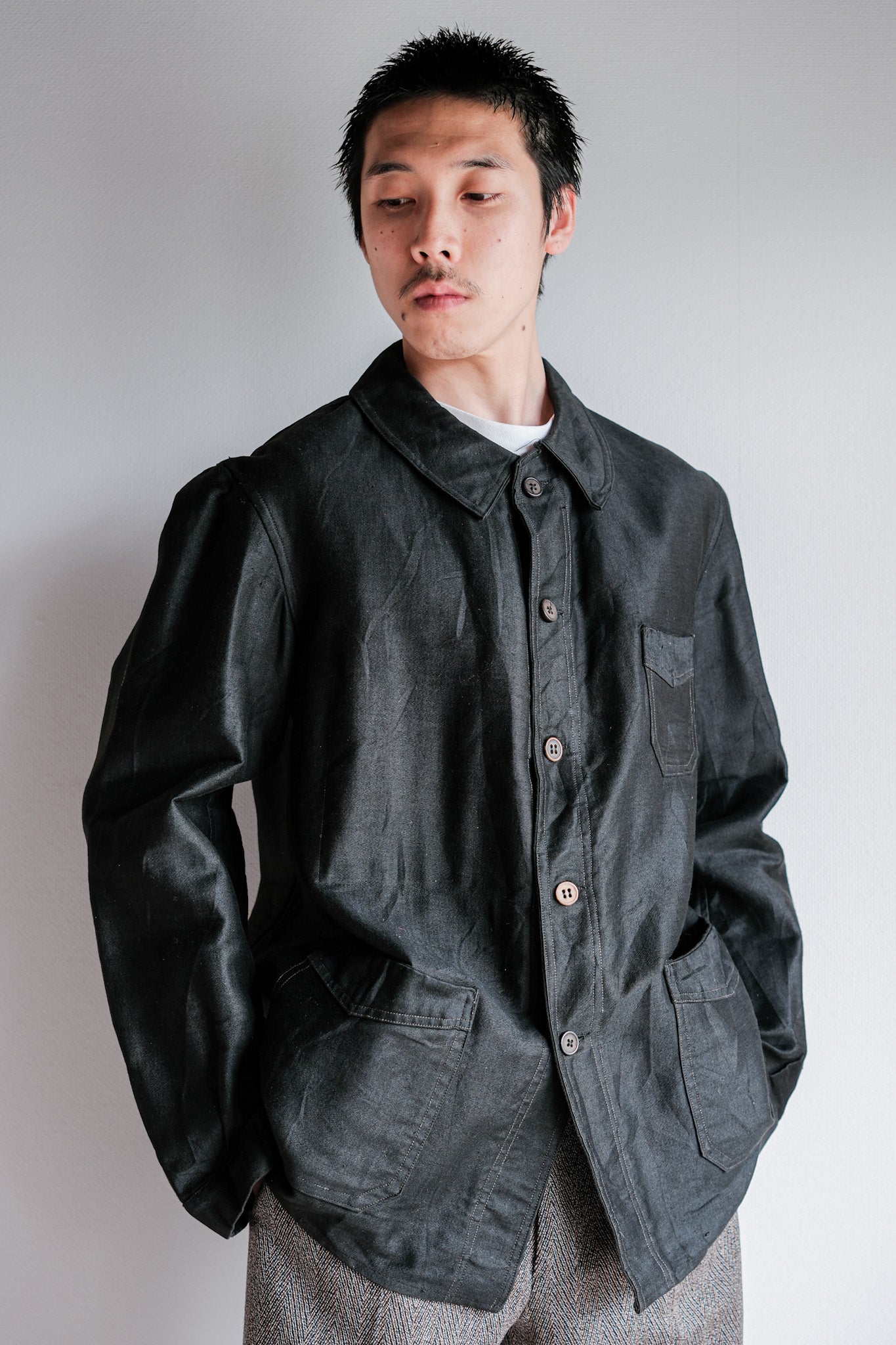 ［~40's］French Vintage Black Light Moleskin Work Jacket