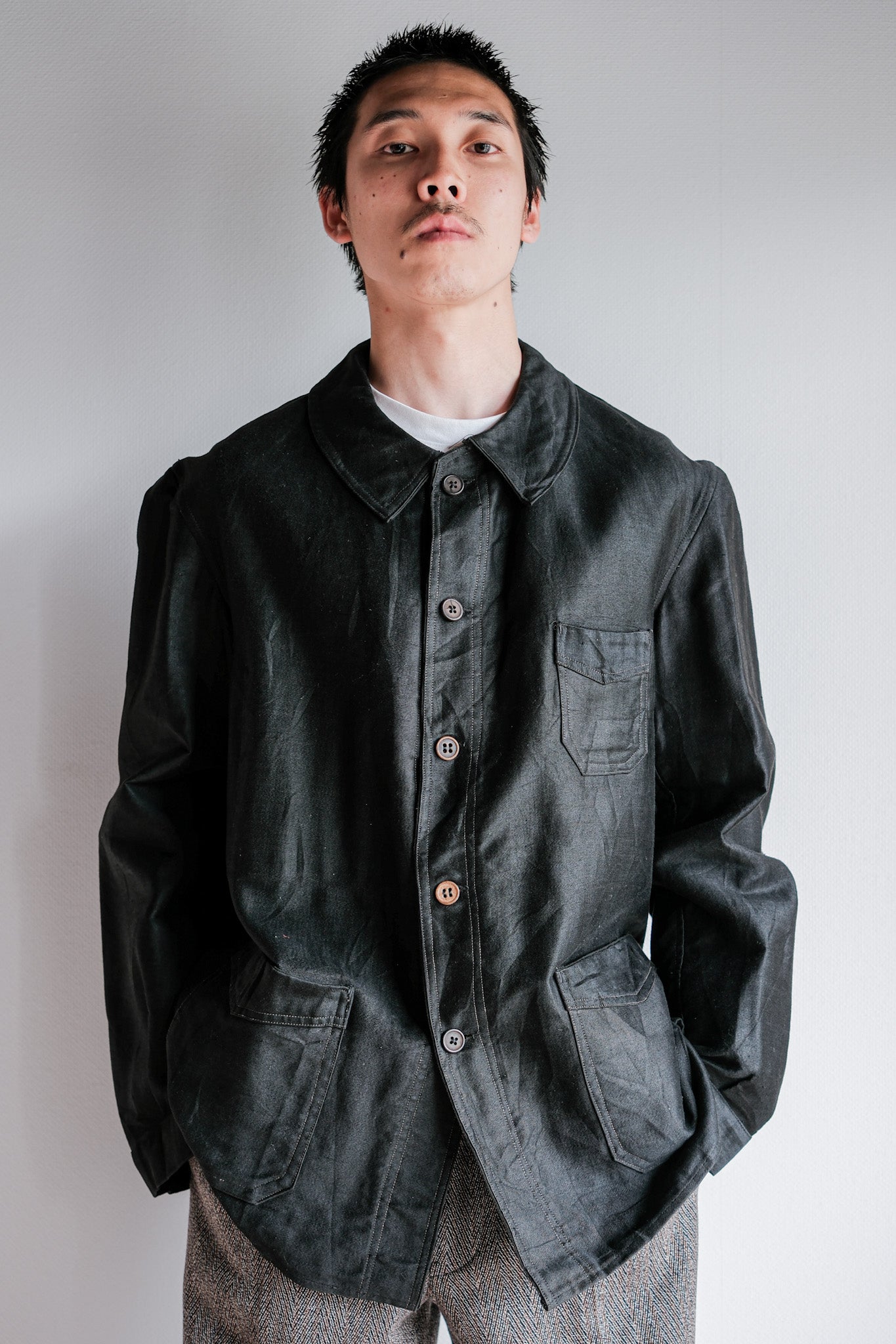 ［~40's］French Vintage Black Light Moleskin Work Jacket