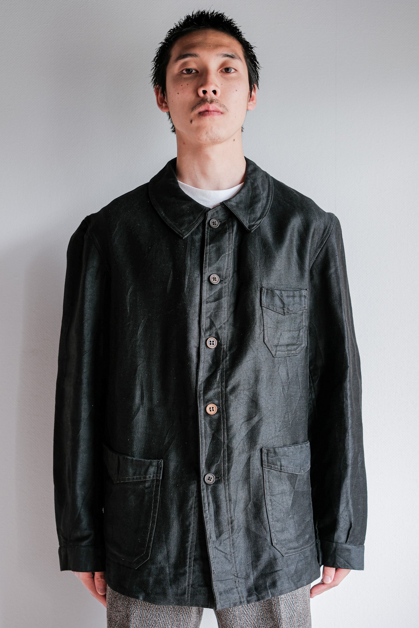 【~40's】French Vintage Black Light Moleskin Work Jacket