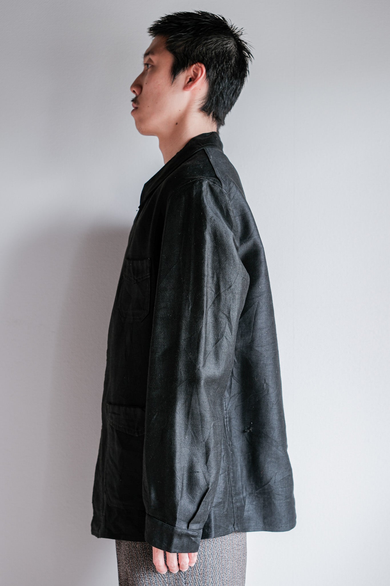 【~40's】French Vintage Black Light Moleskin Work Jacket