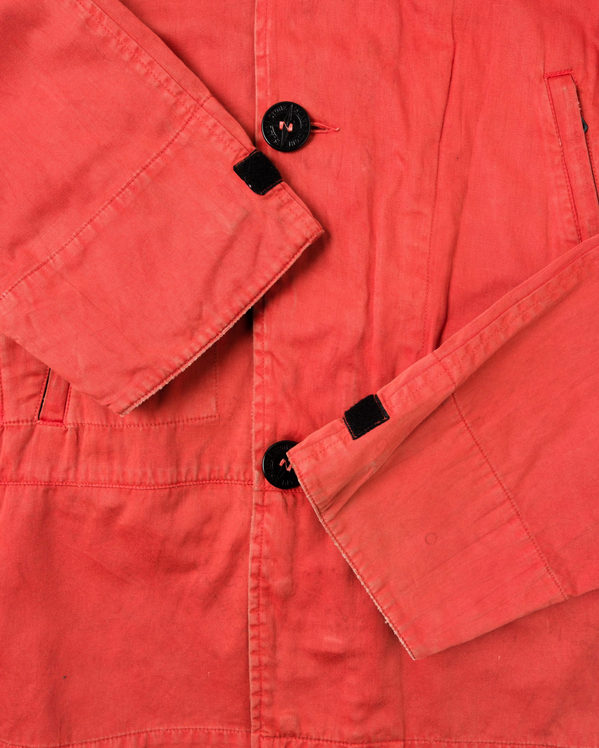 ［96AW］Old STONE ISLAND Garment Dyed Detachable Hood Raglan Sleeve Cotton Jacket Size.M "RASO GOMMATO" "Green Edge"