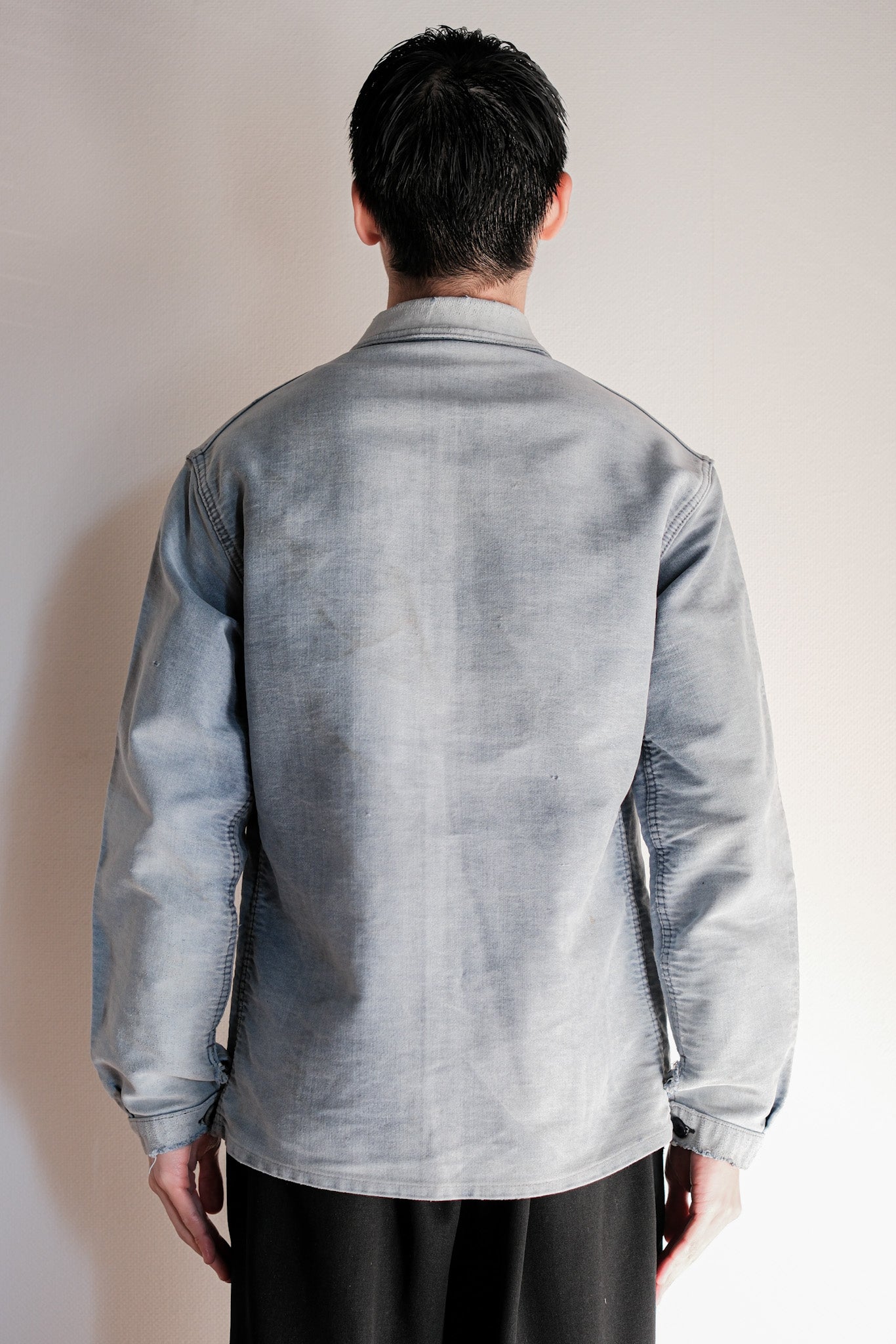 [~ 50's] French Vintage Blue Moleskin Work Jacket Size.48 "LE MONT ST. MICHEL"
