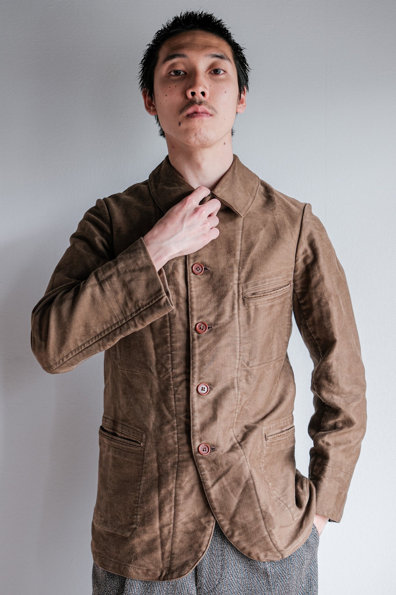［~30's］French Vintage Brown Moleskin Work Jacket