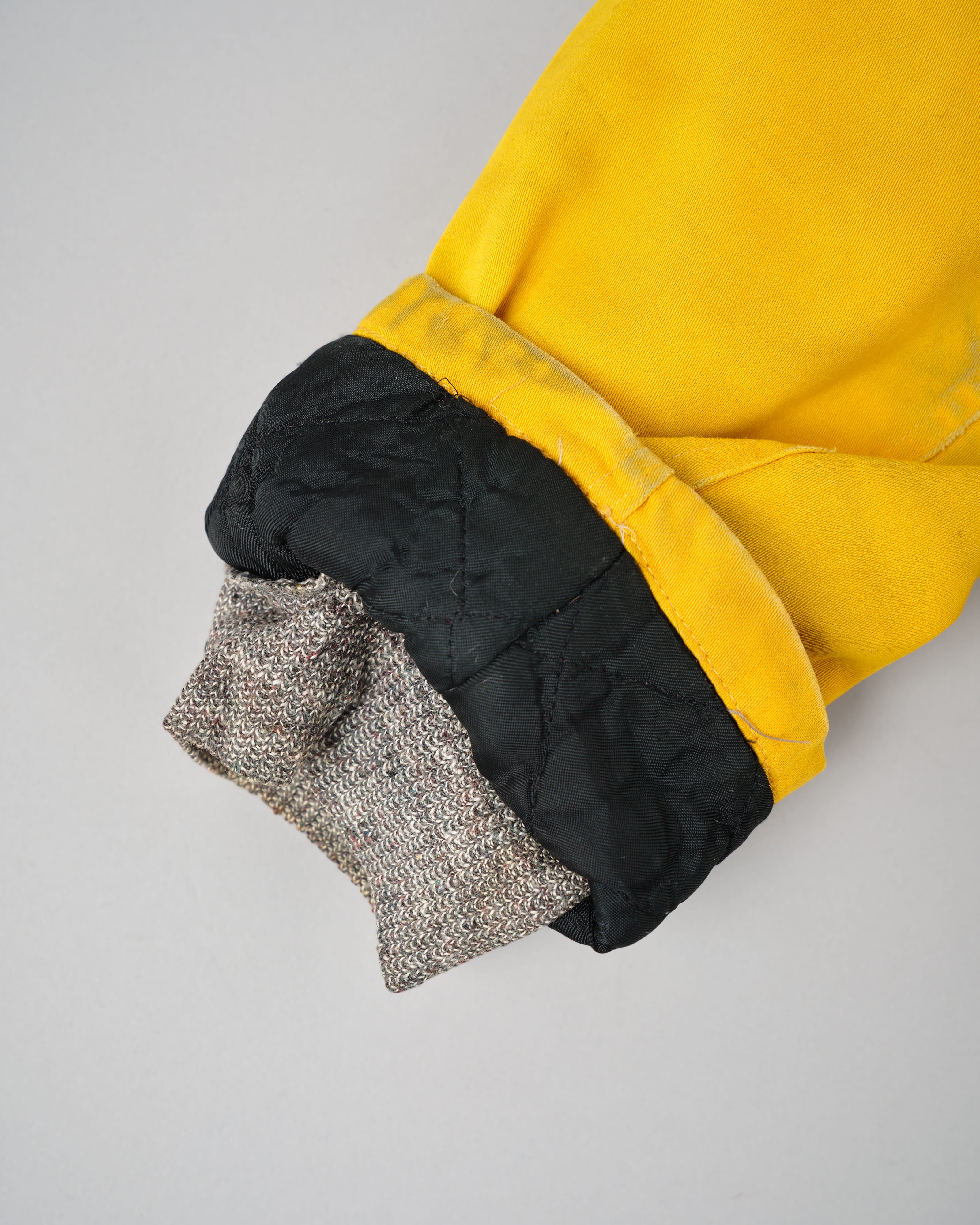 [~60's] 브리티시 빈티지 탈착식 후드 옐로우 코튼 새틴 마운티니어링 재킷