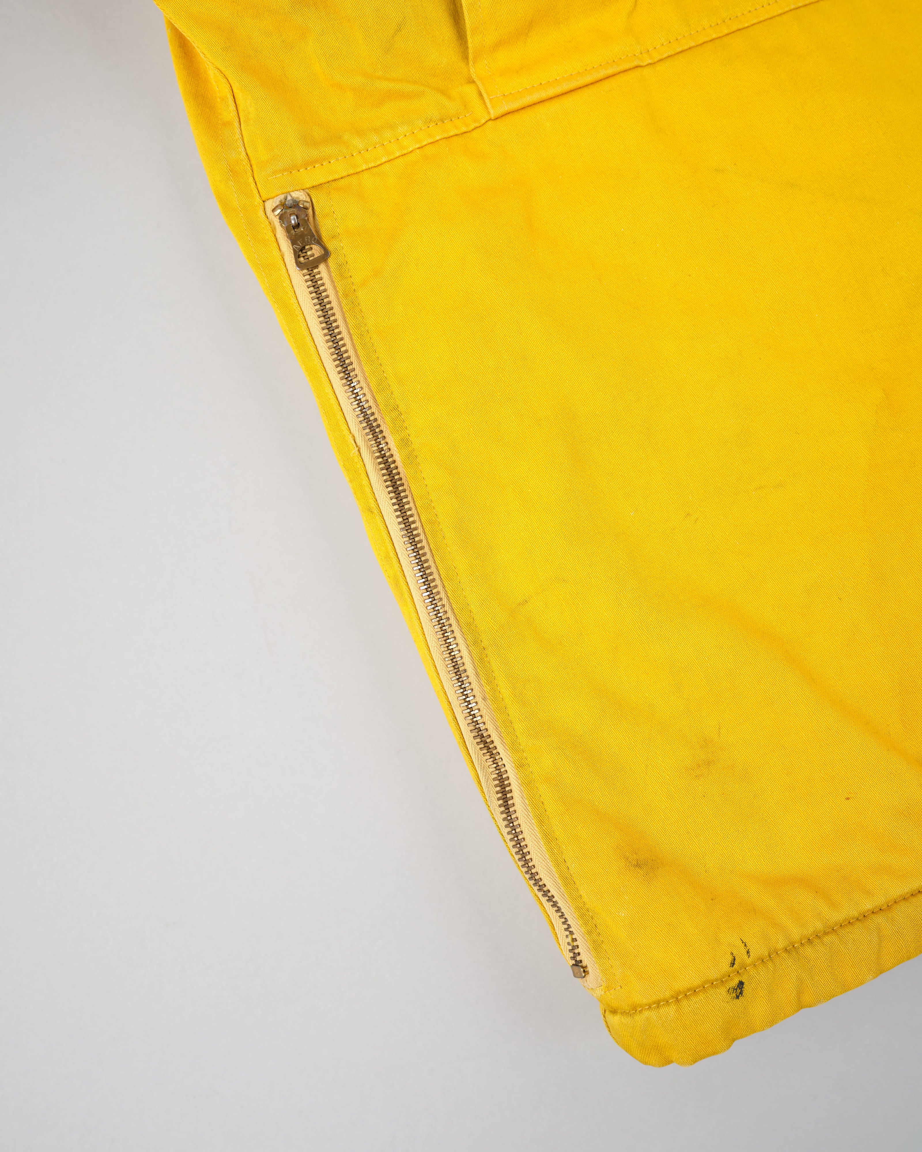 [~60's] 브리티시 빈티지 탈착식 후드 옐로우 코튼 새틴 마운티니어링 재킷