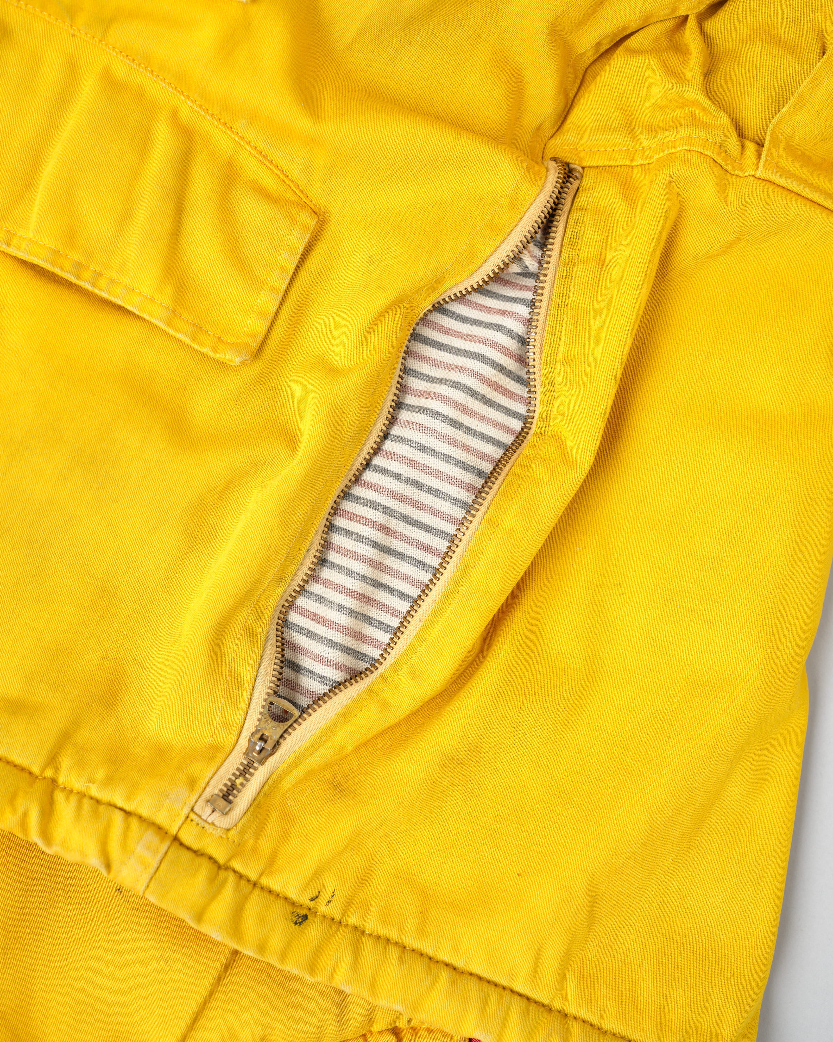 [~60's] 브리티시 빈티지 탈착식 후드 옐로우 코튼 새틴 마운티니어링 재킷