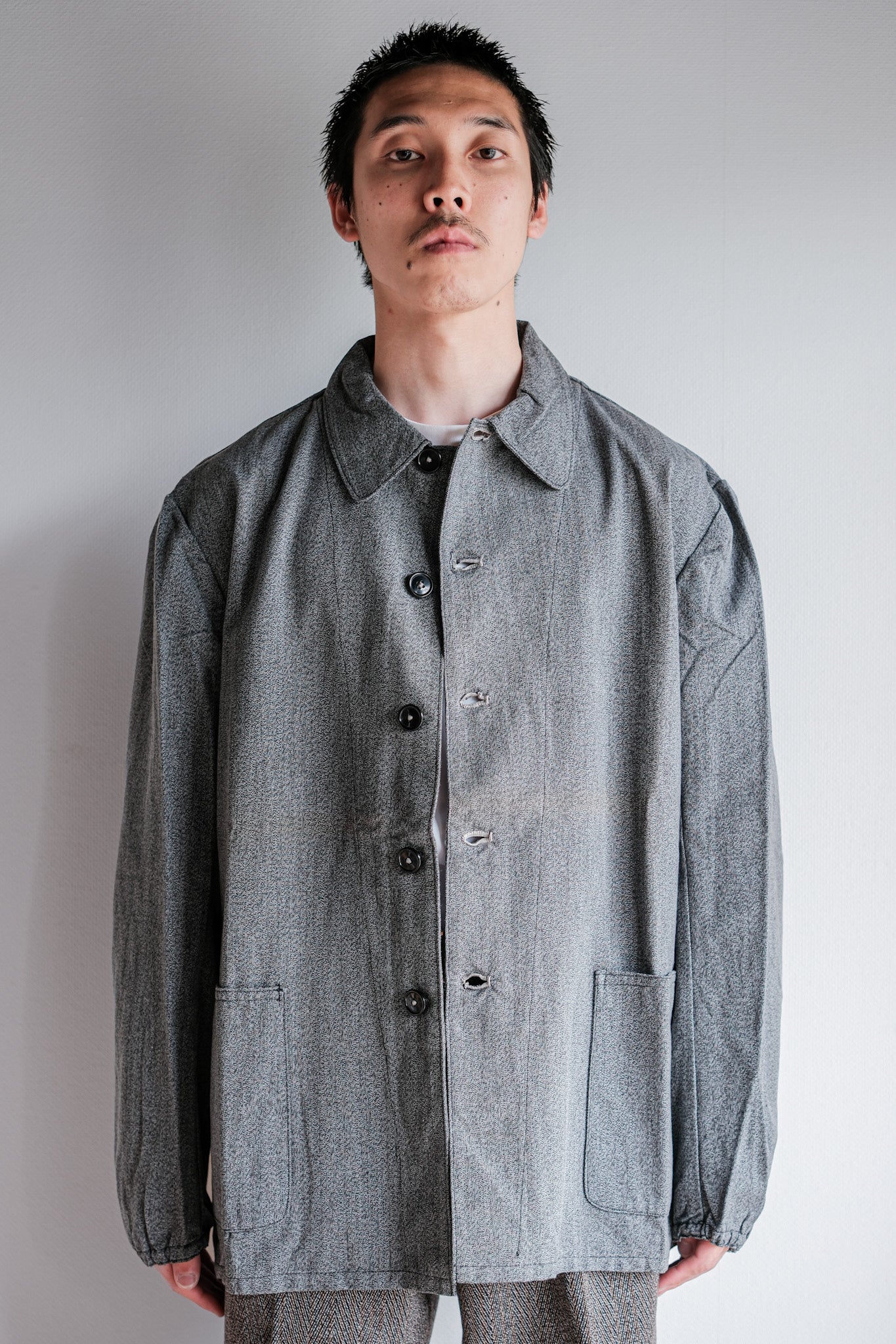 【~10's】WWⅠ Royal Italian Army Salt & Pepper Cotton Work Jacket