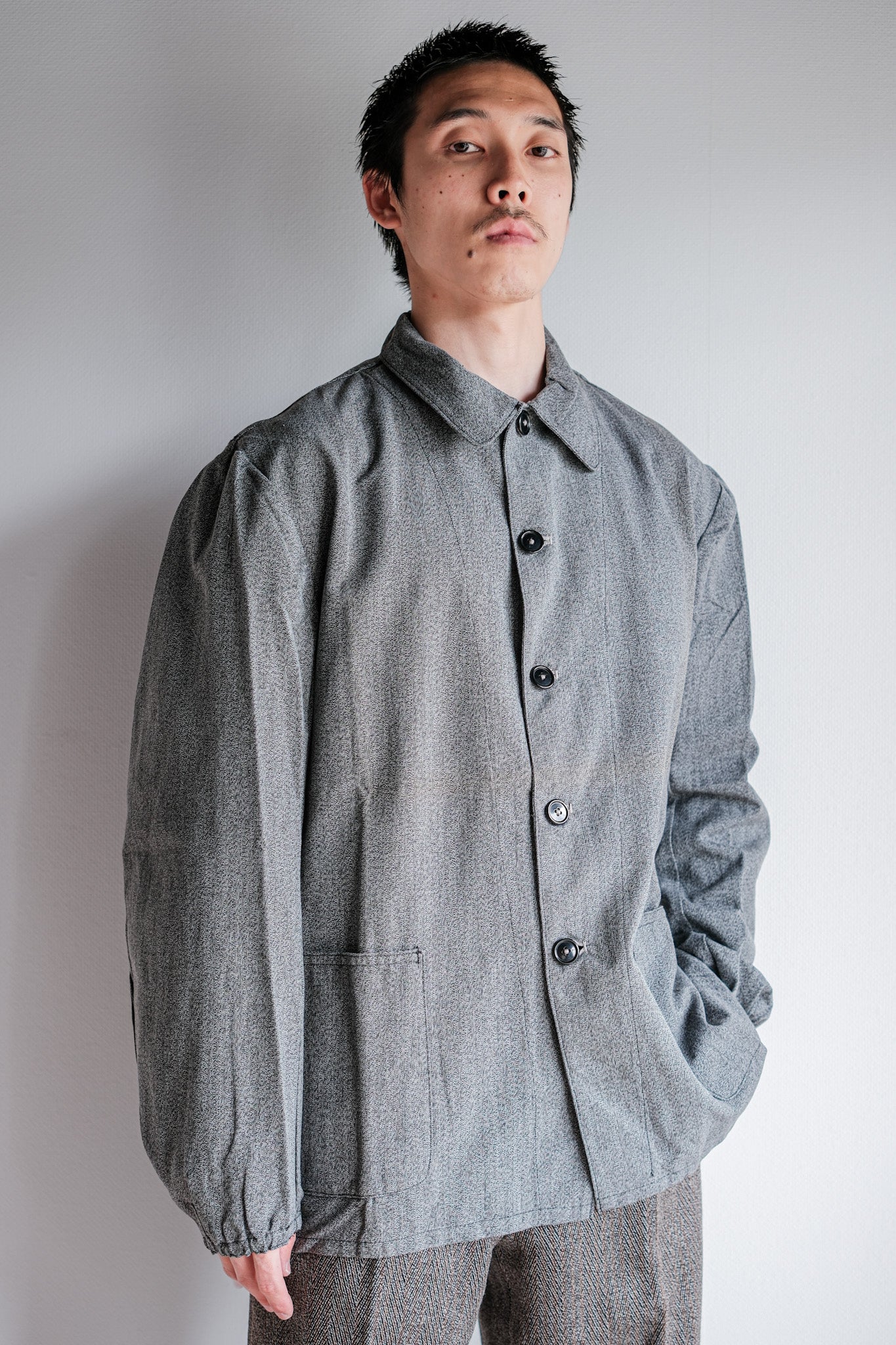 【~10's】WWⅠ Royal Italian Army Salt & Pepper Cotton Work Jacket