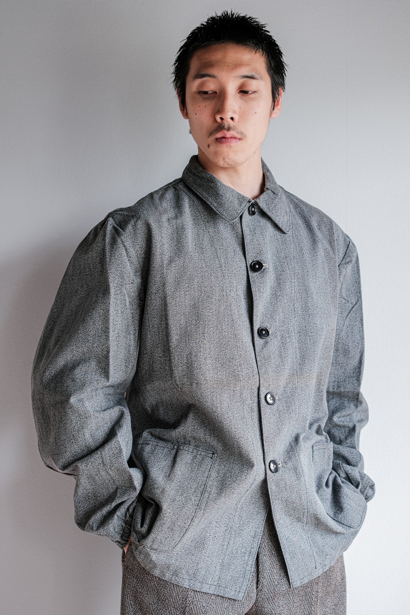 【~10's】WWⅠ Royal Italian Army Salt & Pepper Cotton Work Jacket