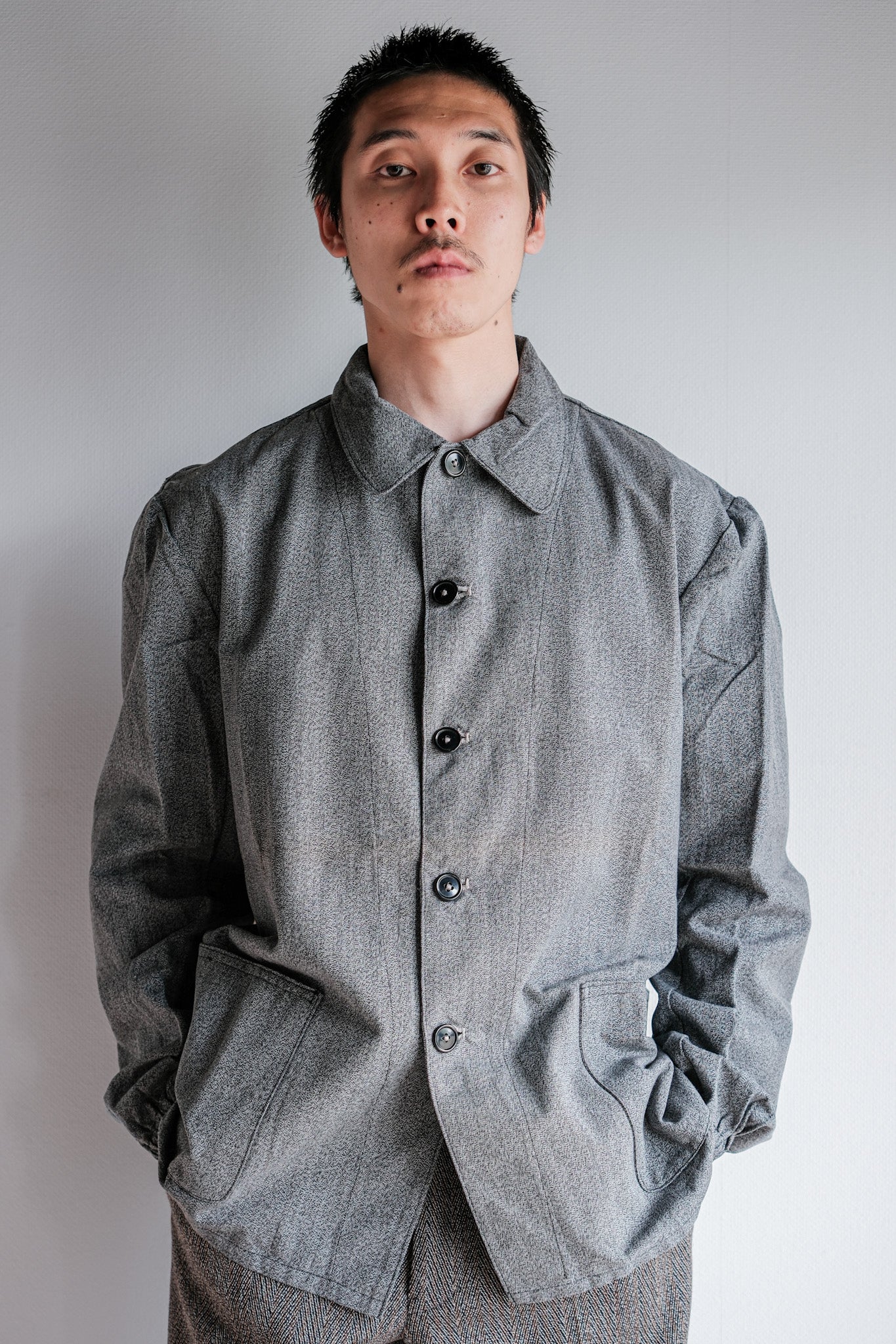 【~10's】WWⅠ Royal Italian Army Salt & Pepper Cotton Work Jacket