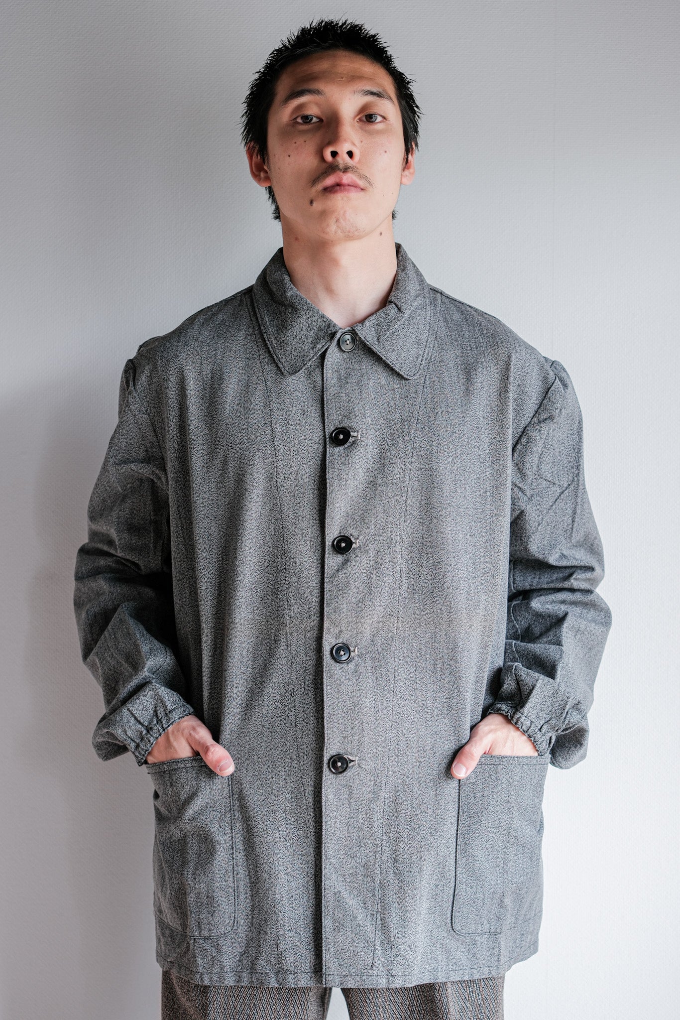 【~10's】WWⅠ Royal Italian Army Salt & Pepper Cotton Work Jacket