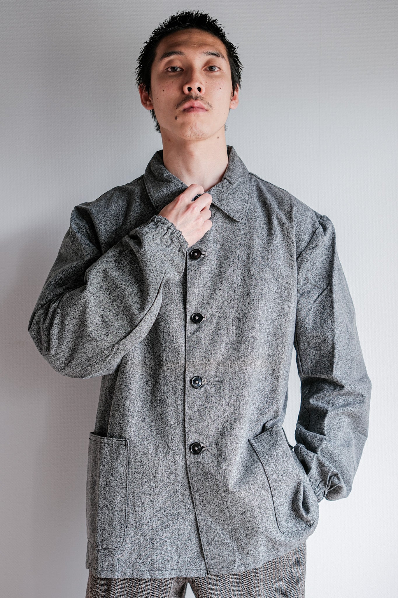 [~ 10's] wwⅠ Royal Italian Army Salt & Pepper Cotton Work Jacket