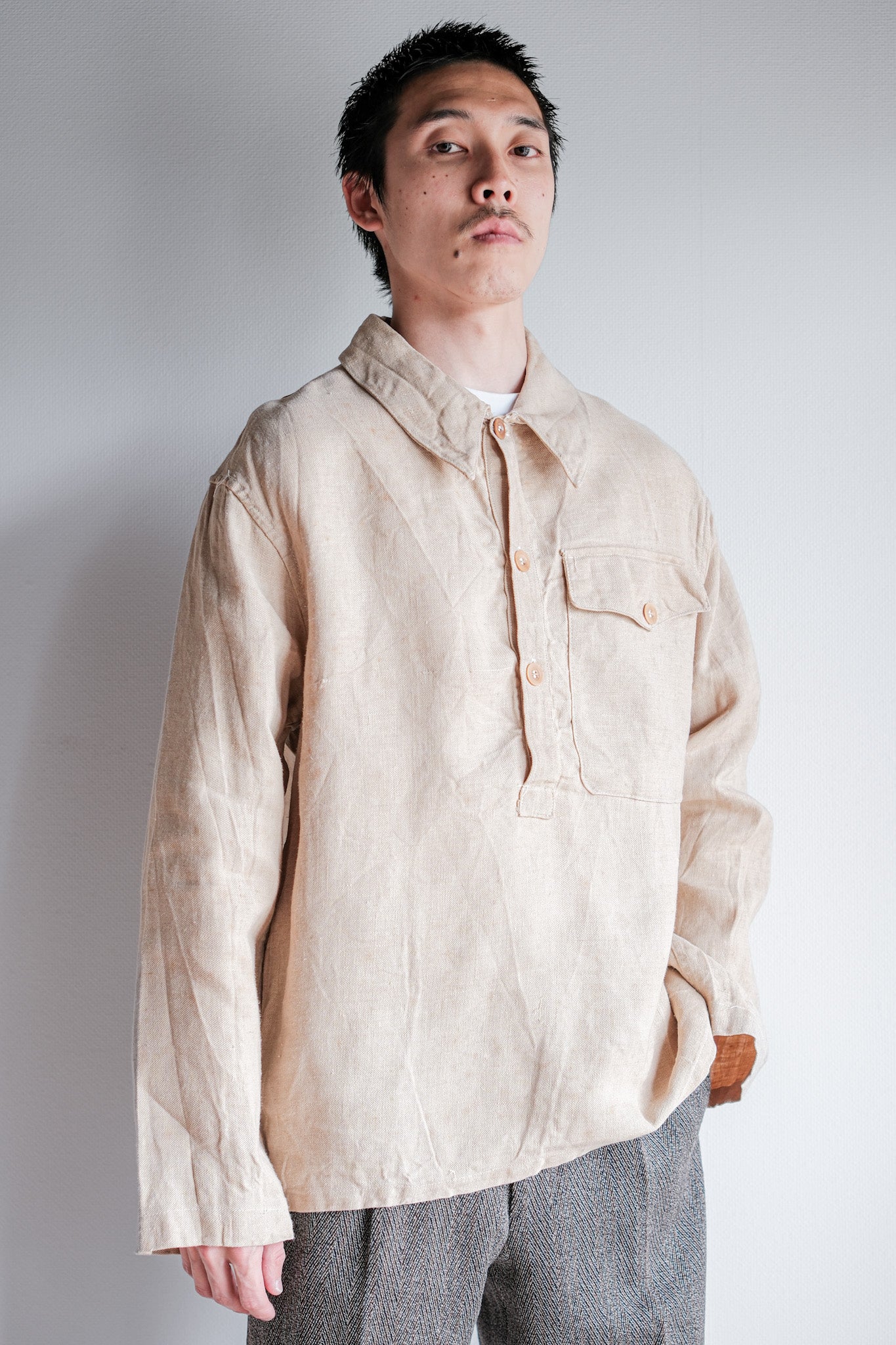 ［~40's］WWⅡ Royal Italian Navy Linen Twill Work Smock Size.2 "Regia Marina"