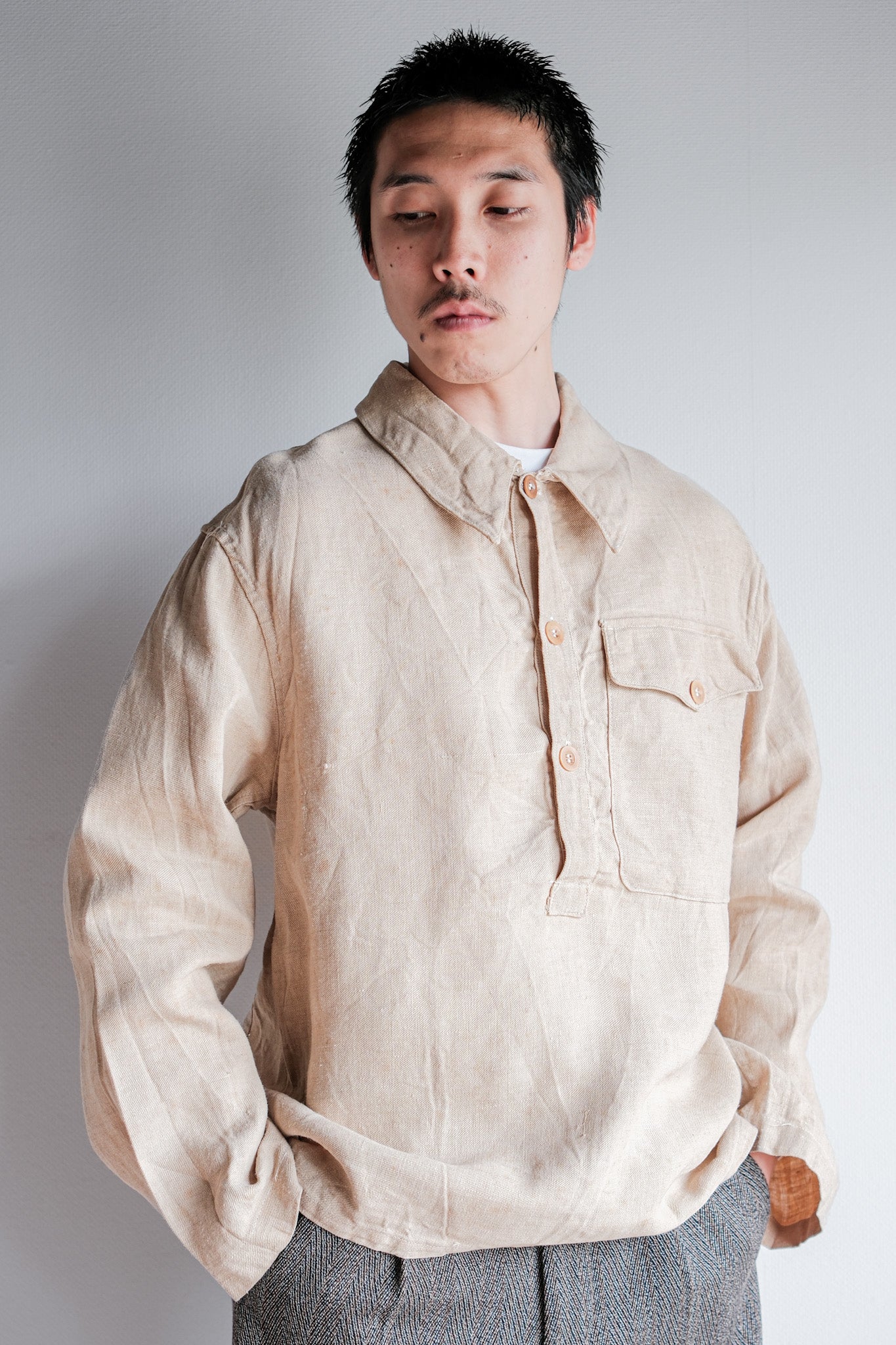 ［~40's］WWⅡ Royal Italian Navy Linen Twill Work Smock Size.2 "Regia Marina"