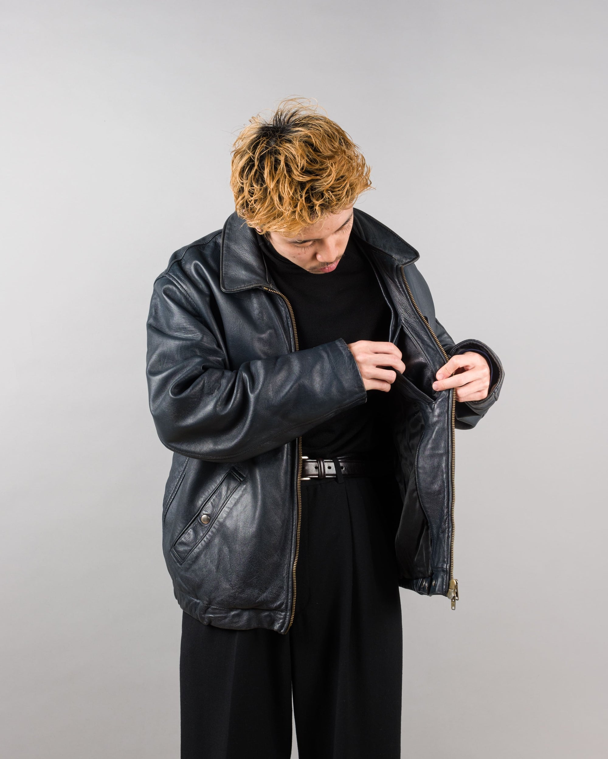 ［~70's］French Air Force Pilot Leather Jacket Size.100X