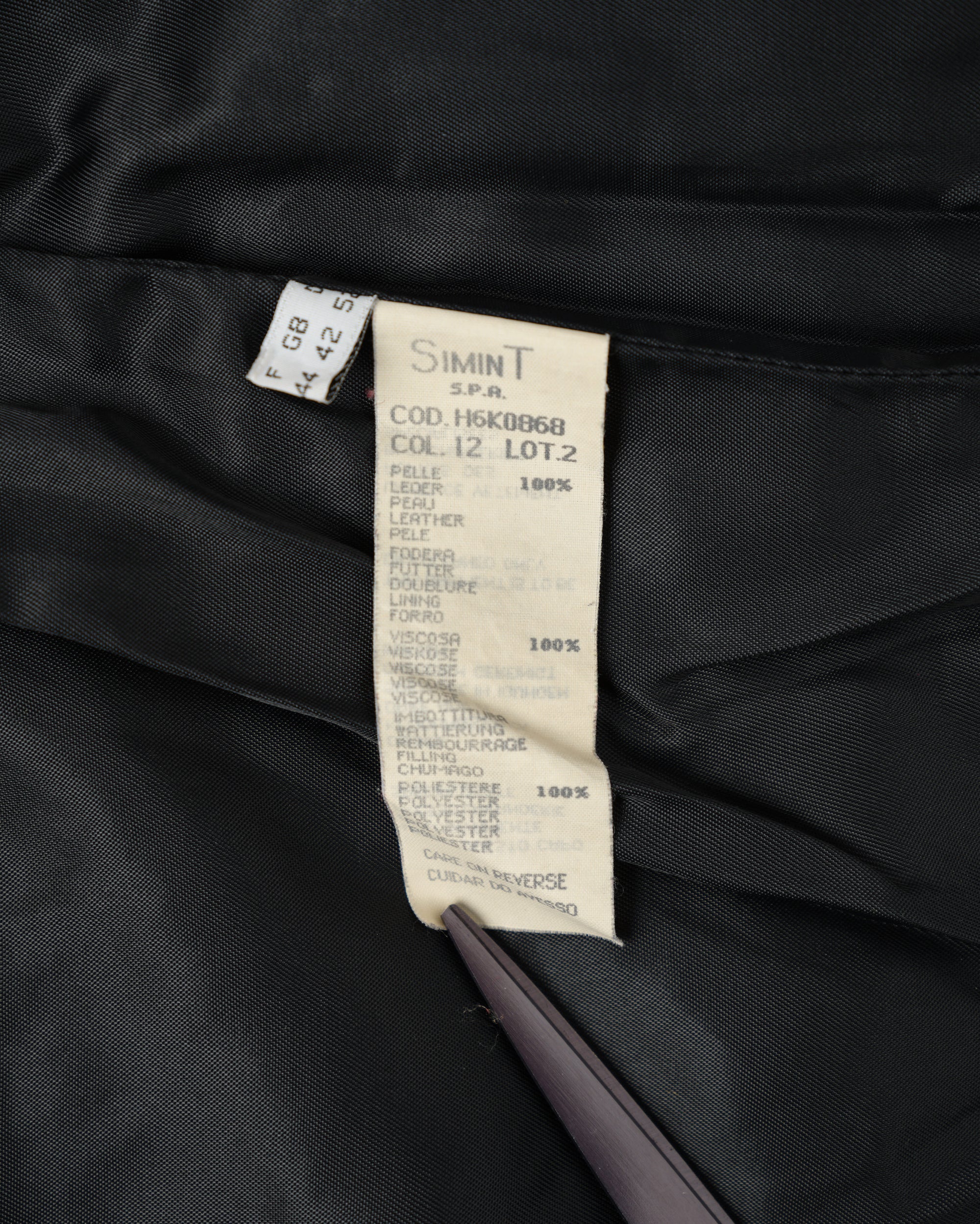 ［~90’s］Old ARMANI JEANS Black Leather Puffer Jacket Size.52