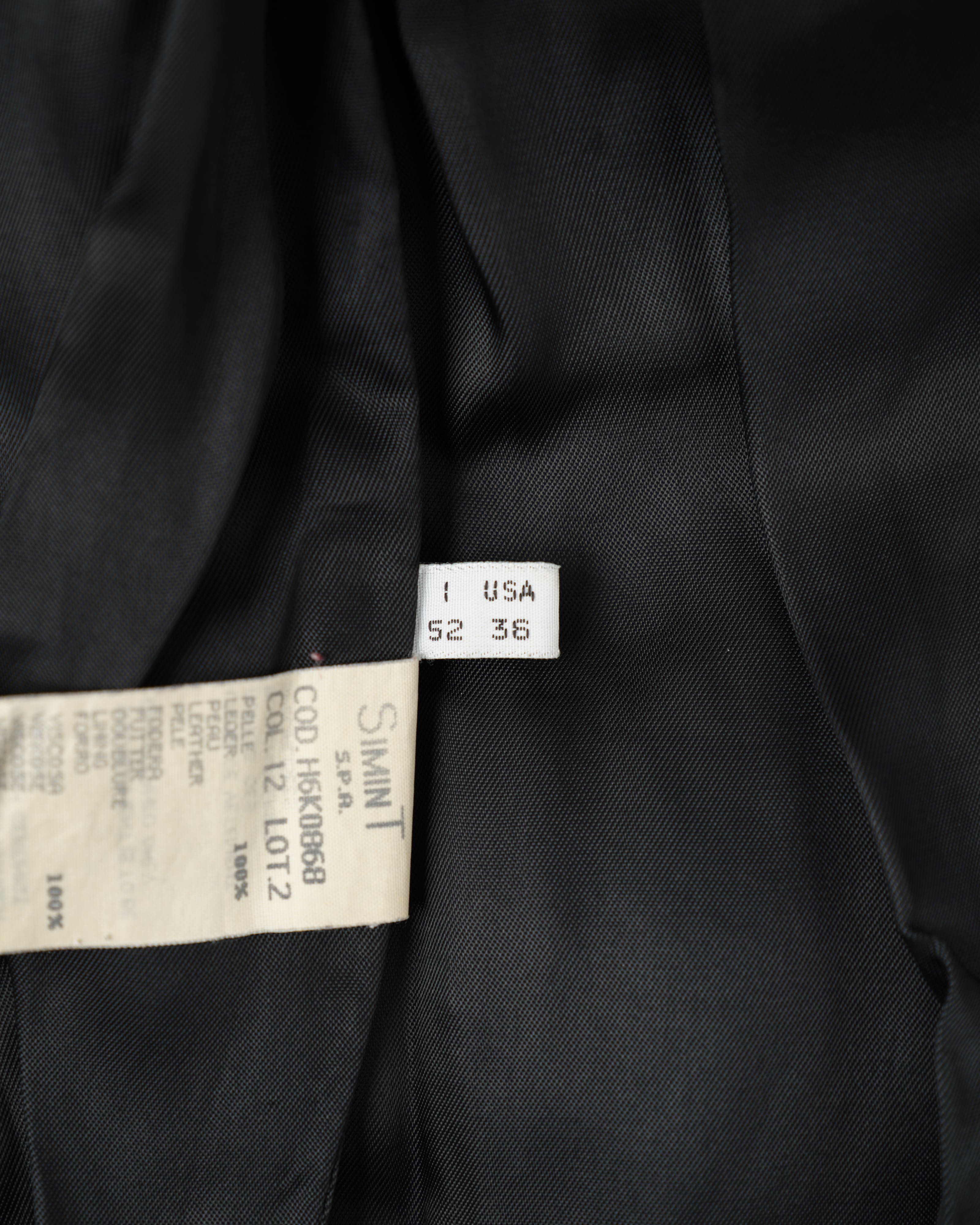 [~90’s] Old ARMANI JEANS Black Leather Puffer Jacket Size.52