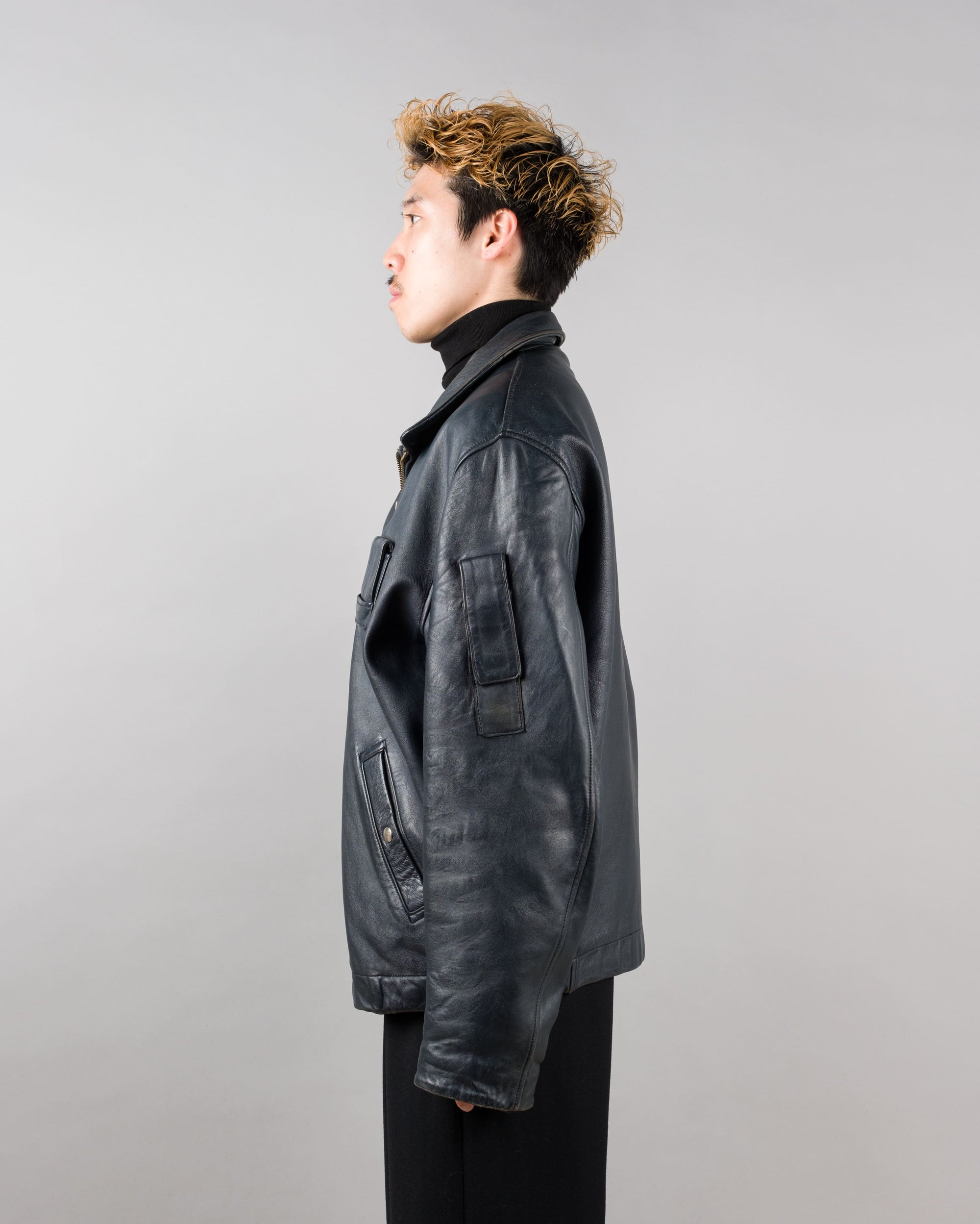 ［~70's］French Air Force Pilot Leather Jacket Size.100X
