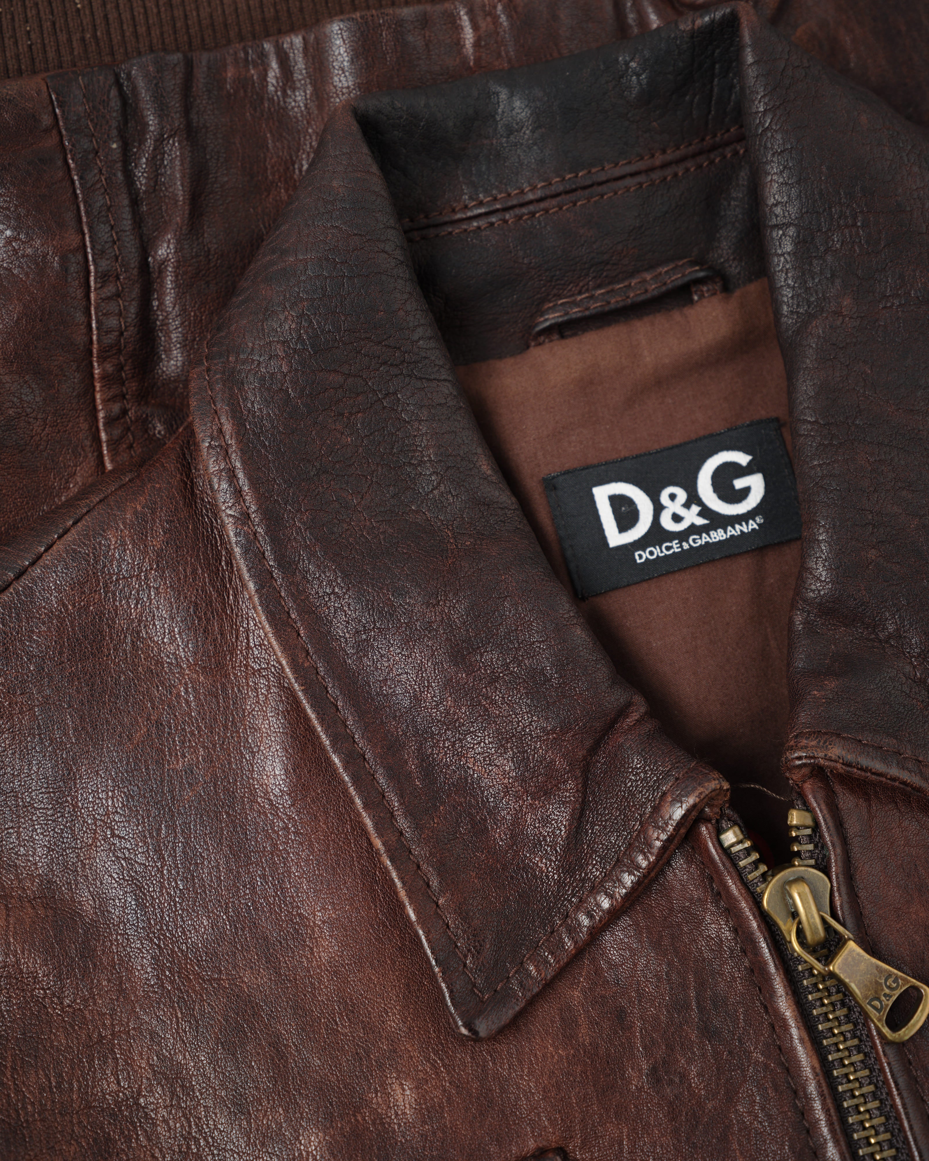 [~00’s] Old DOLCE&GABBANA Multi Pocket Leather Jacket Size.50