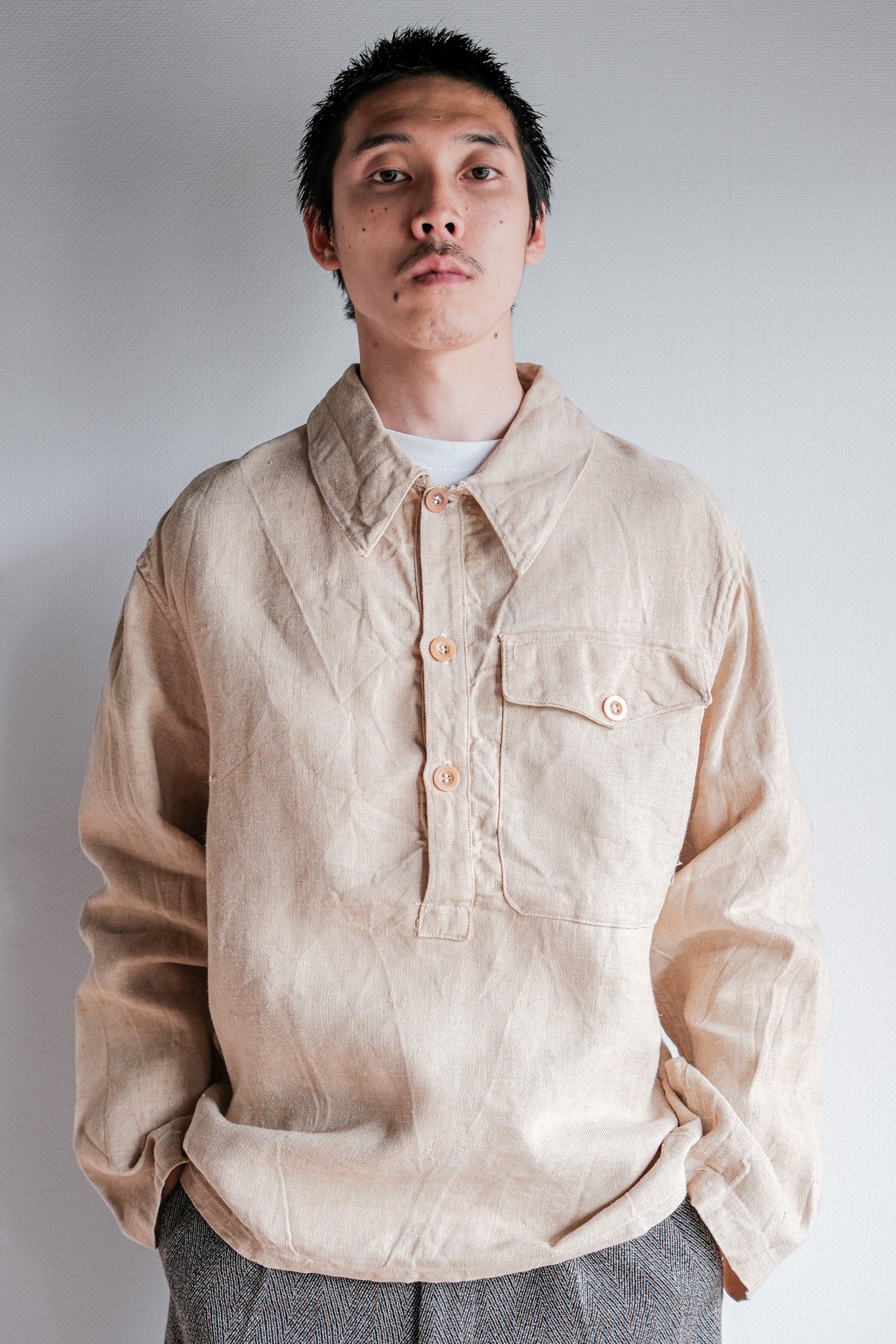 ［~40's］WWⅡ Royal Italian Navy Linen Twill Work Smock Size.2 "Regia Marina"