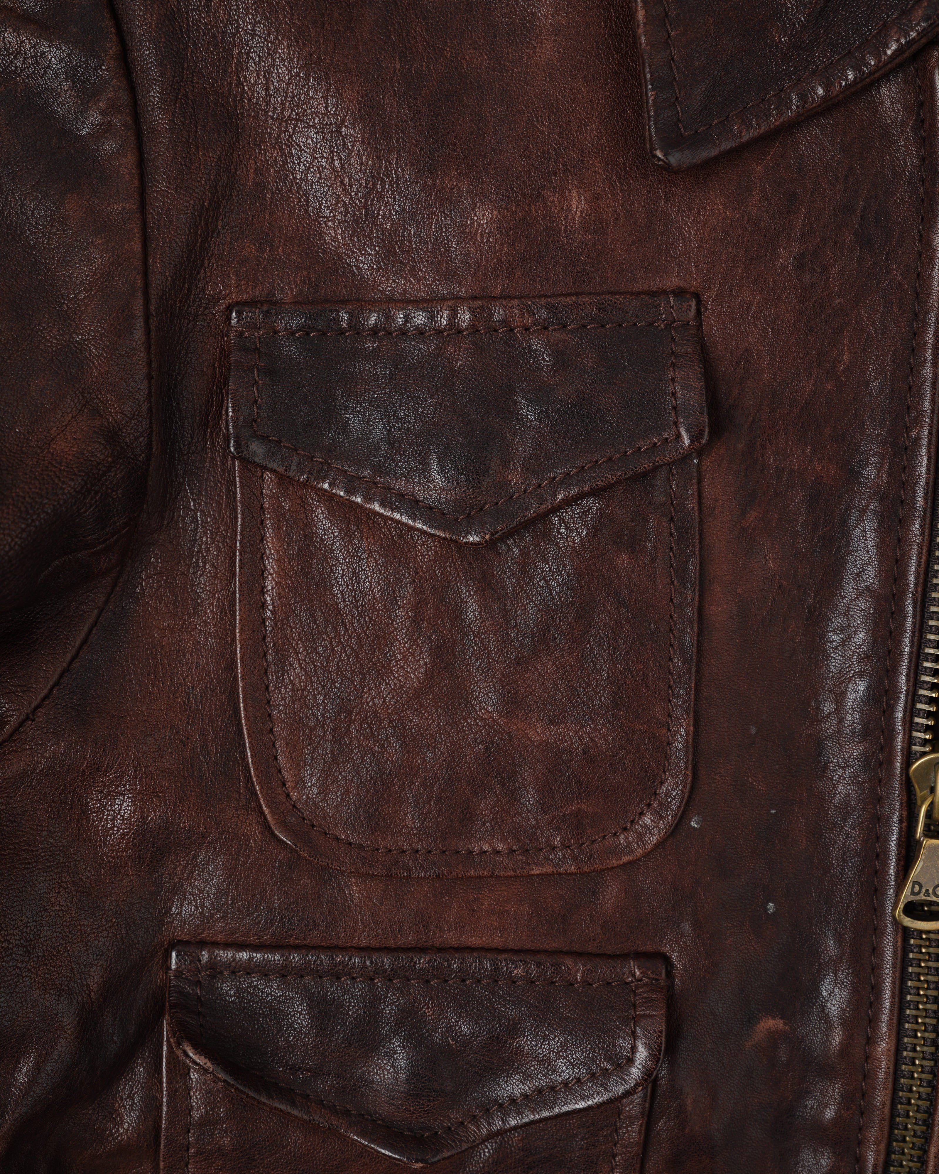 [~00’s] Old DOLCE&GABBANA Multi Pocket Leather Jacket Size.50