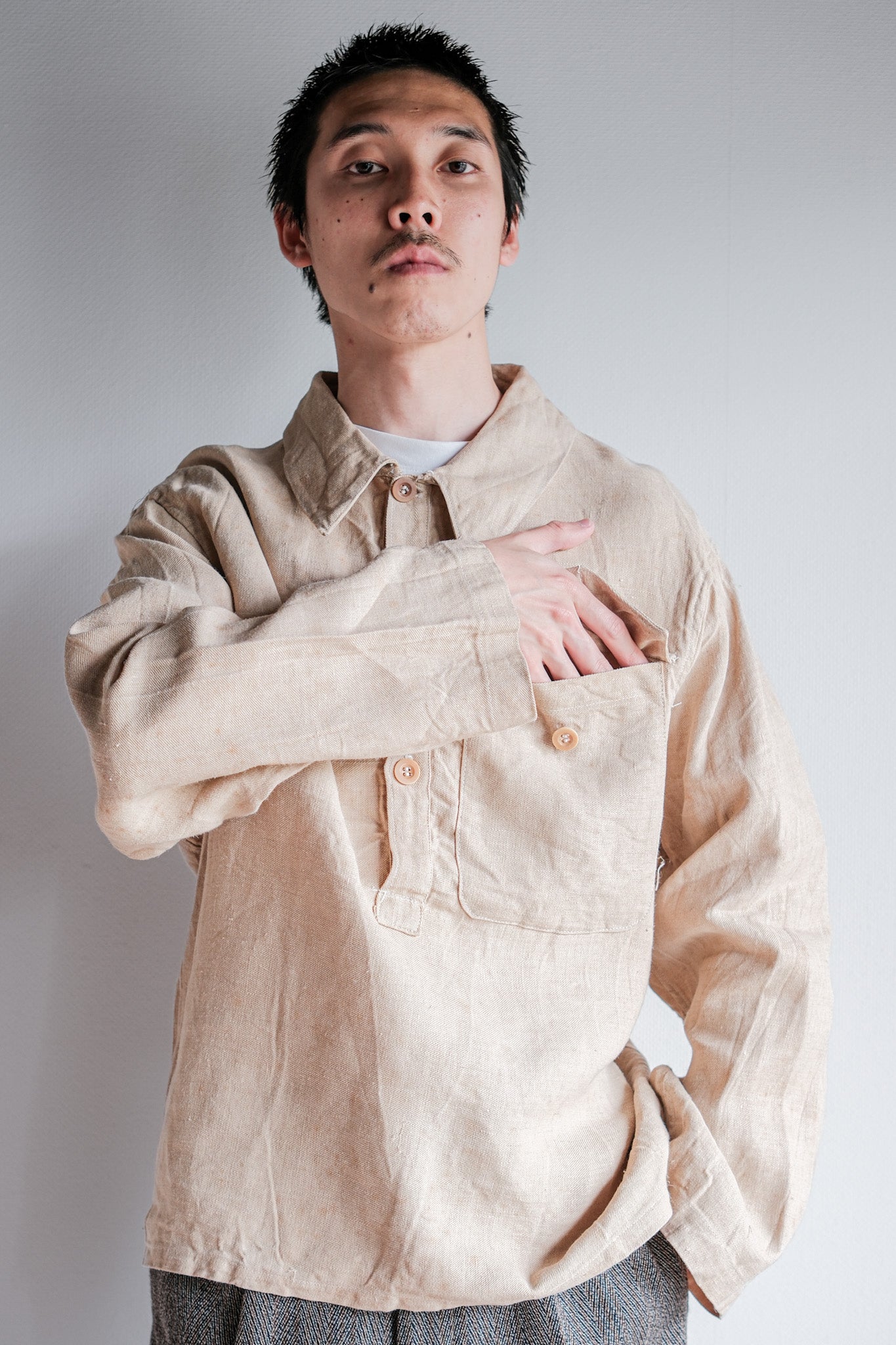 【~40's】WWⅡ Royal Italian Navy Linen Twill Work Smock Size.2 "Regia Marina"