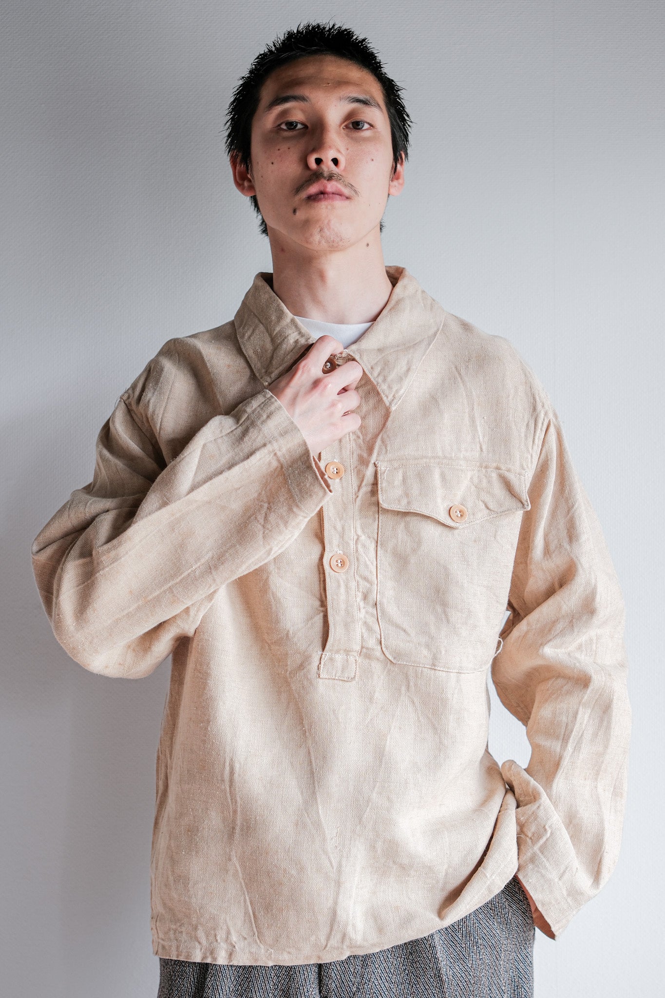 ［~40's］WWⅡ Royal Italian Navy Linen Twill Work Smock Size.2 "Regia Marina"