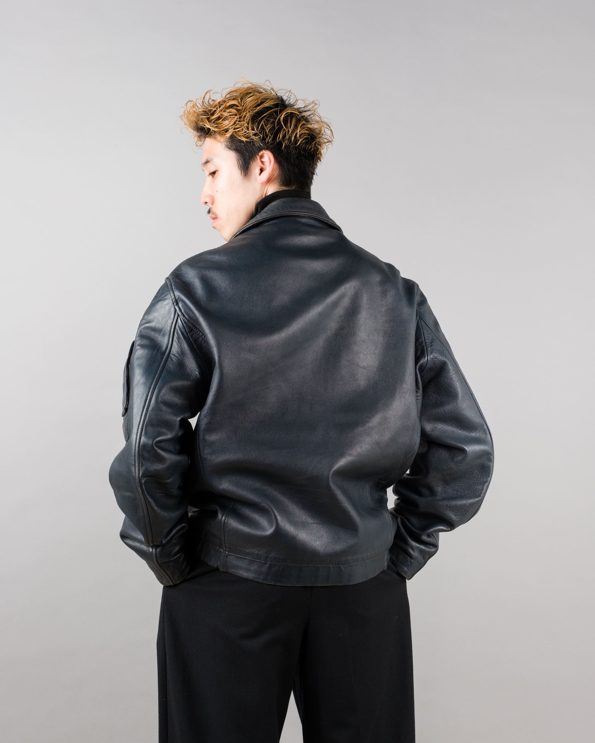 ［~70's］French Air Force Pilot Leather Jacket Size.100X