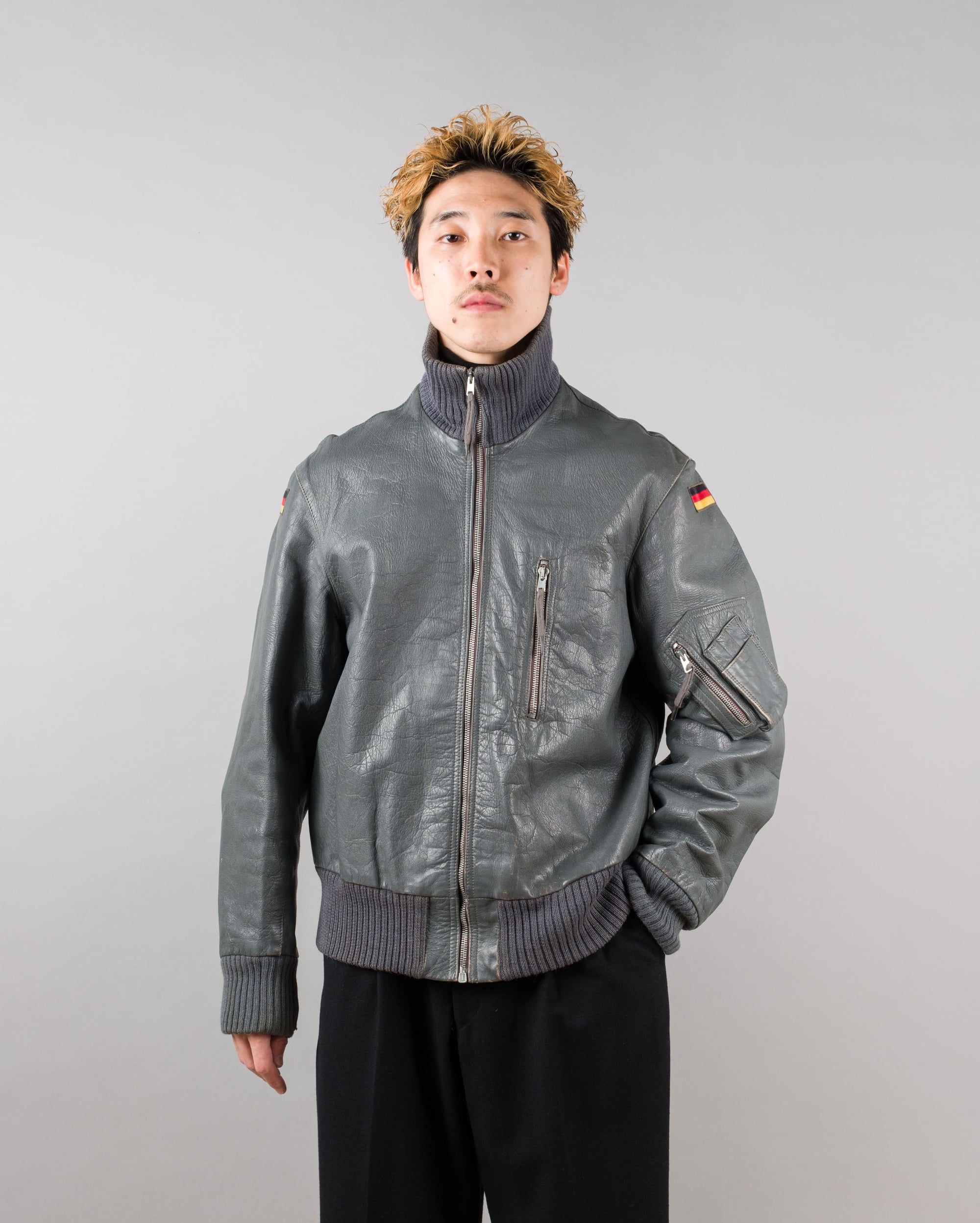 【~80’s】West German Air Force Pilot Leather Jacket Size.182/96