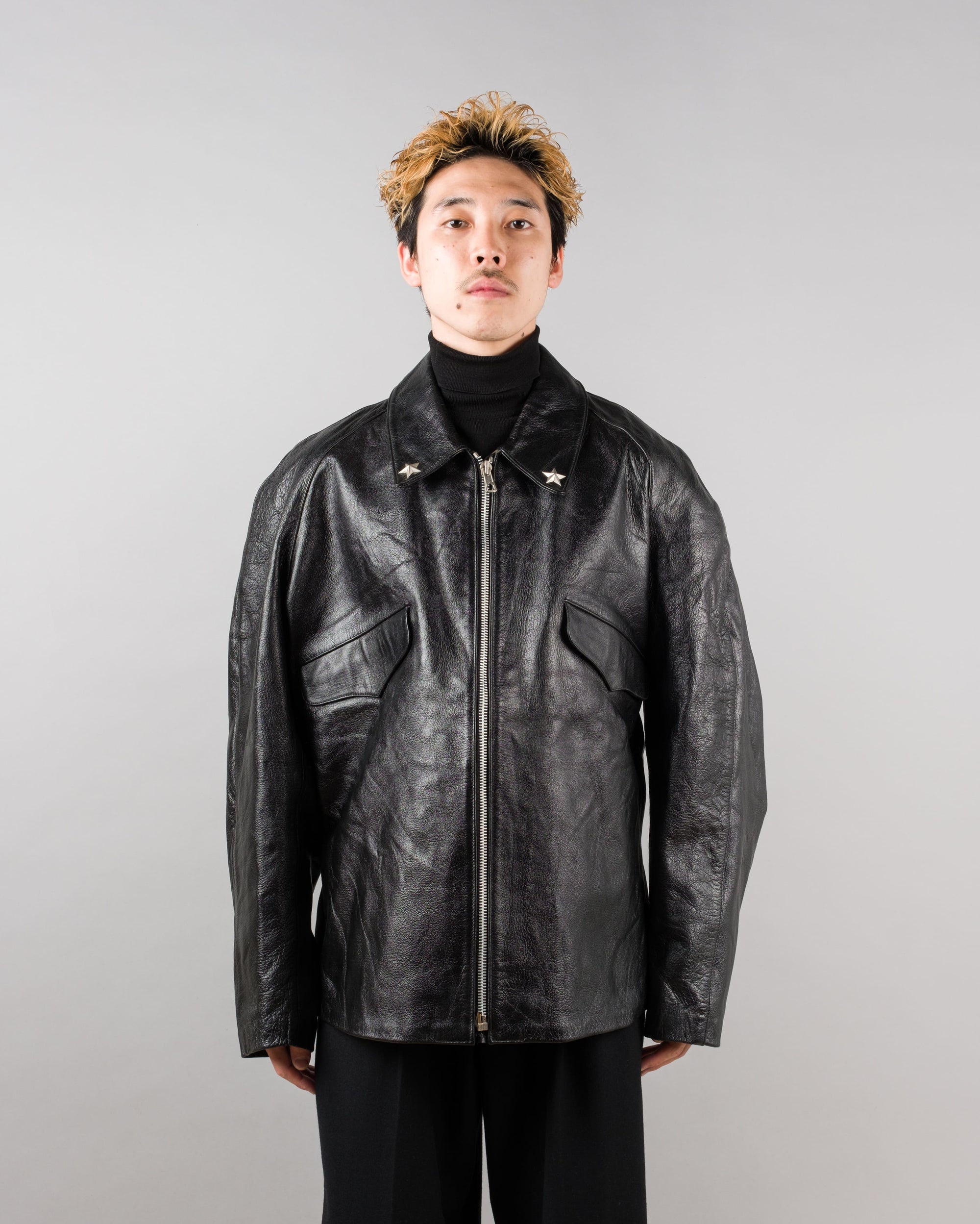［~60’s］Italian Army Motorcycle Leather Jacket Size.2