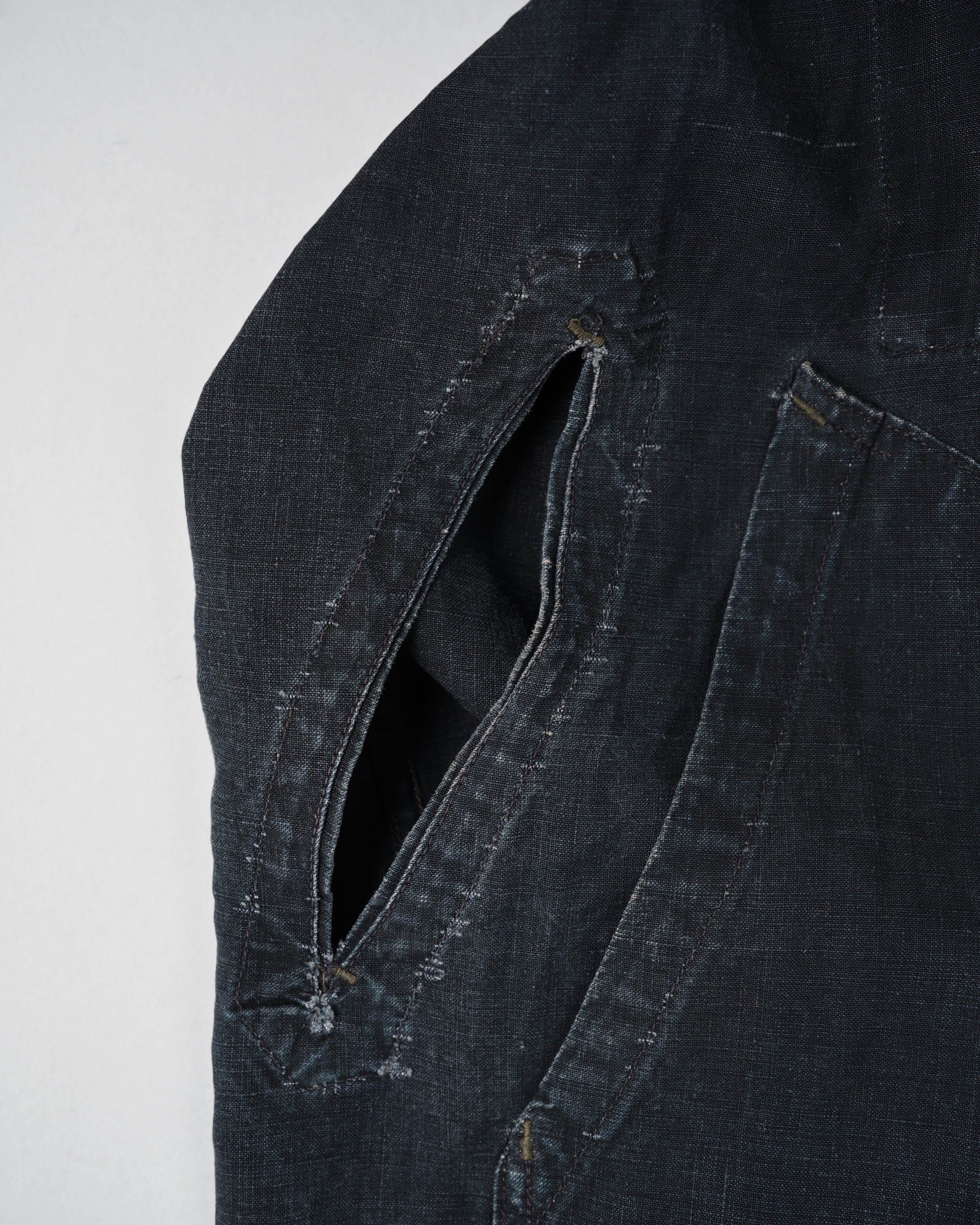 【~40's】French Vintage Indigo Linen Maquignon Coat Size.50 "AU MOLINEL"