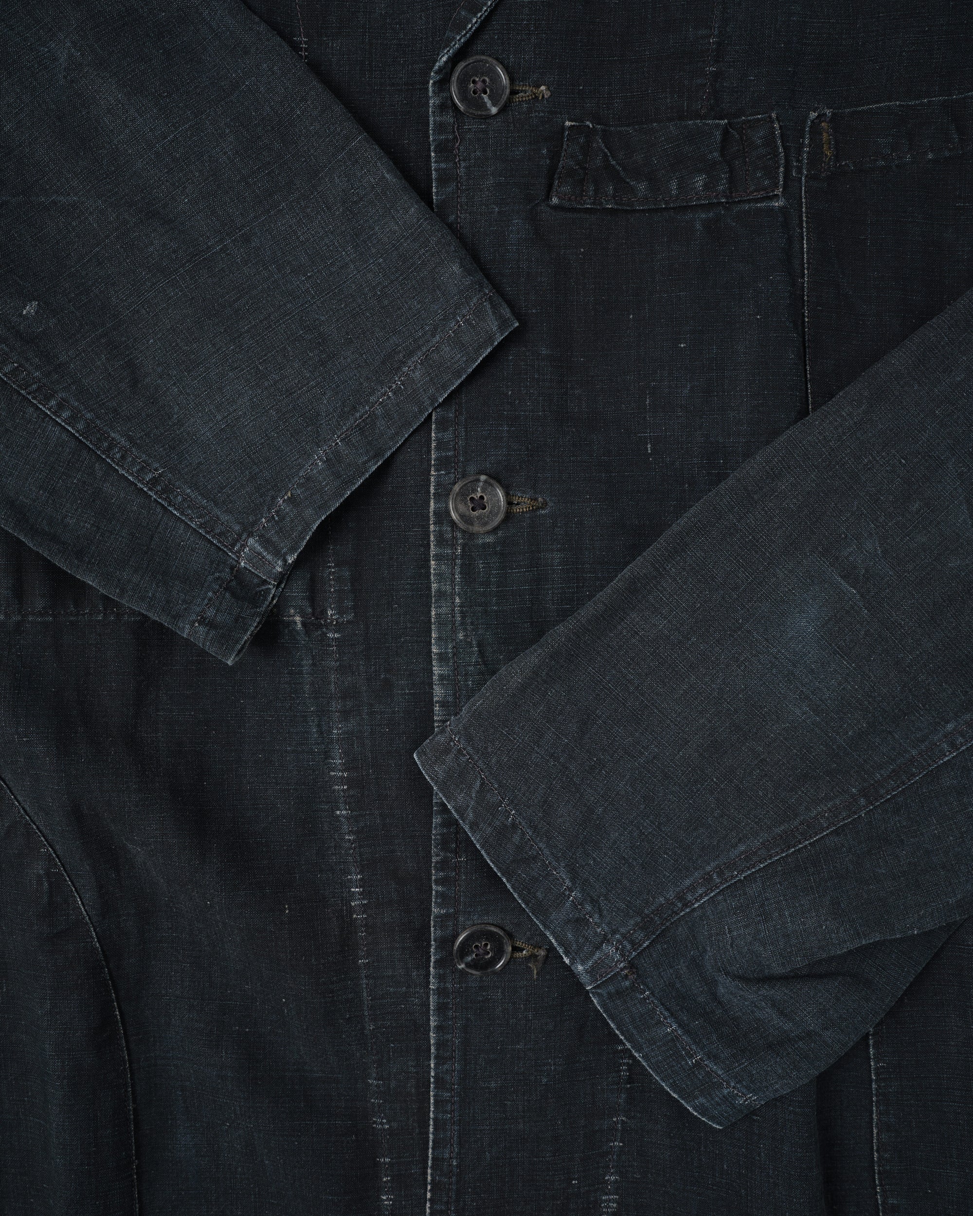 【~40's】French Vintage Indigo Linen Maquignon Coat Size.50 "AU MOLINEL"