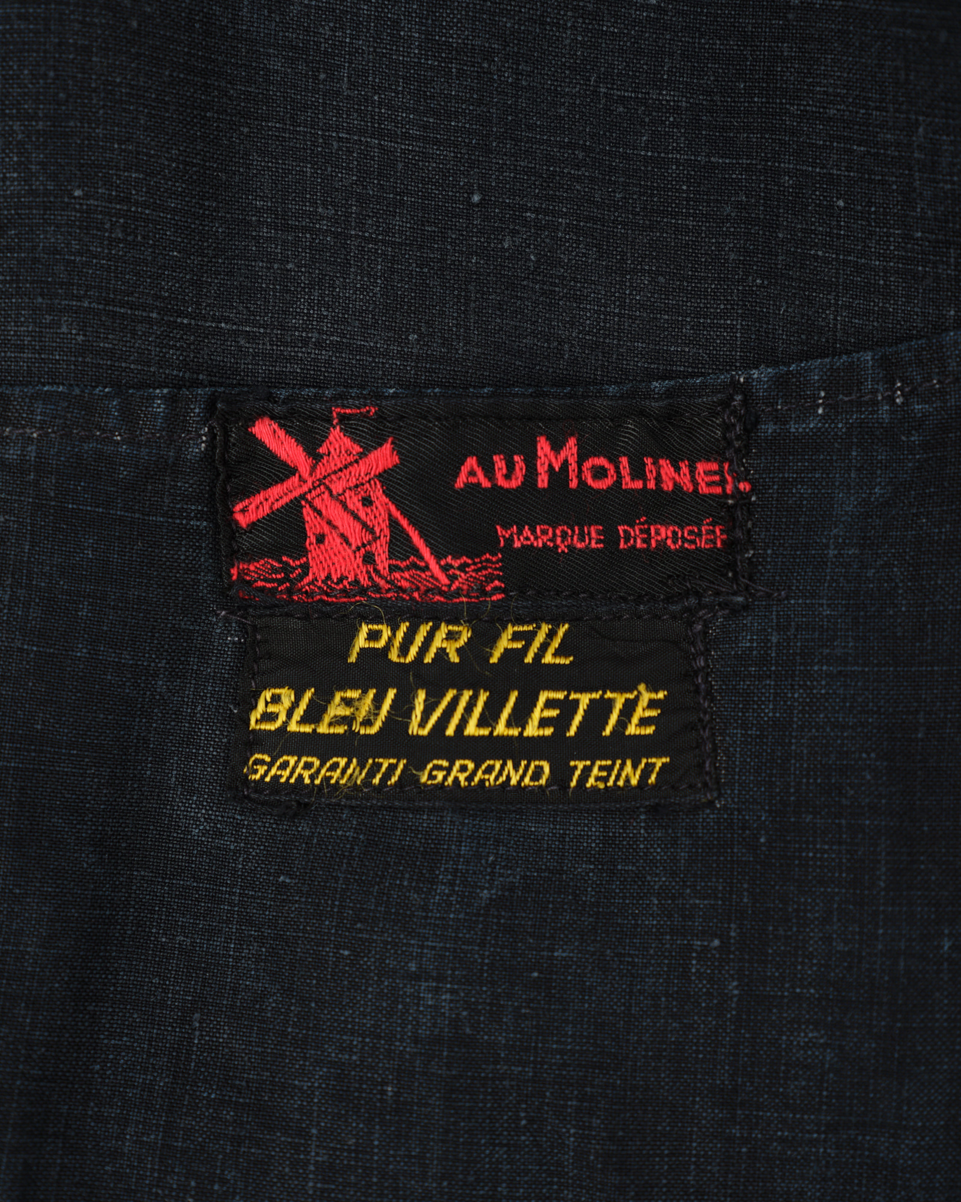 【~40's】French Vintage Indigo Linen Maquignon Coat Size.50 "AU MOLINEL"