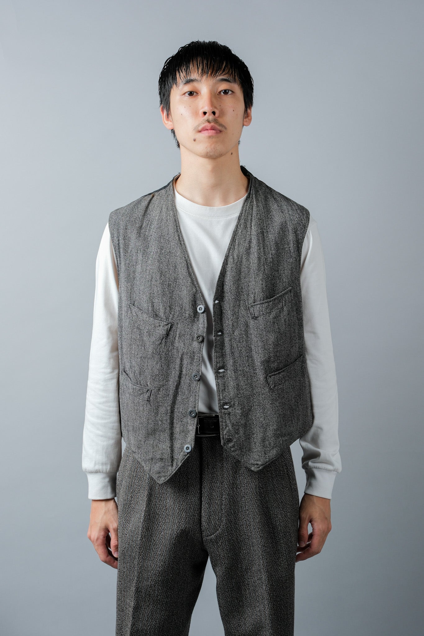 【~50's】French Vintage Salt & Pepper Cotton Work Gilet