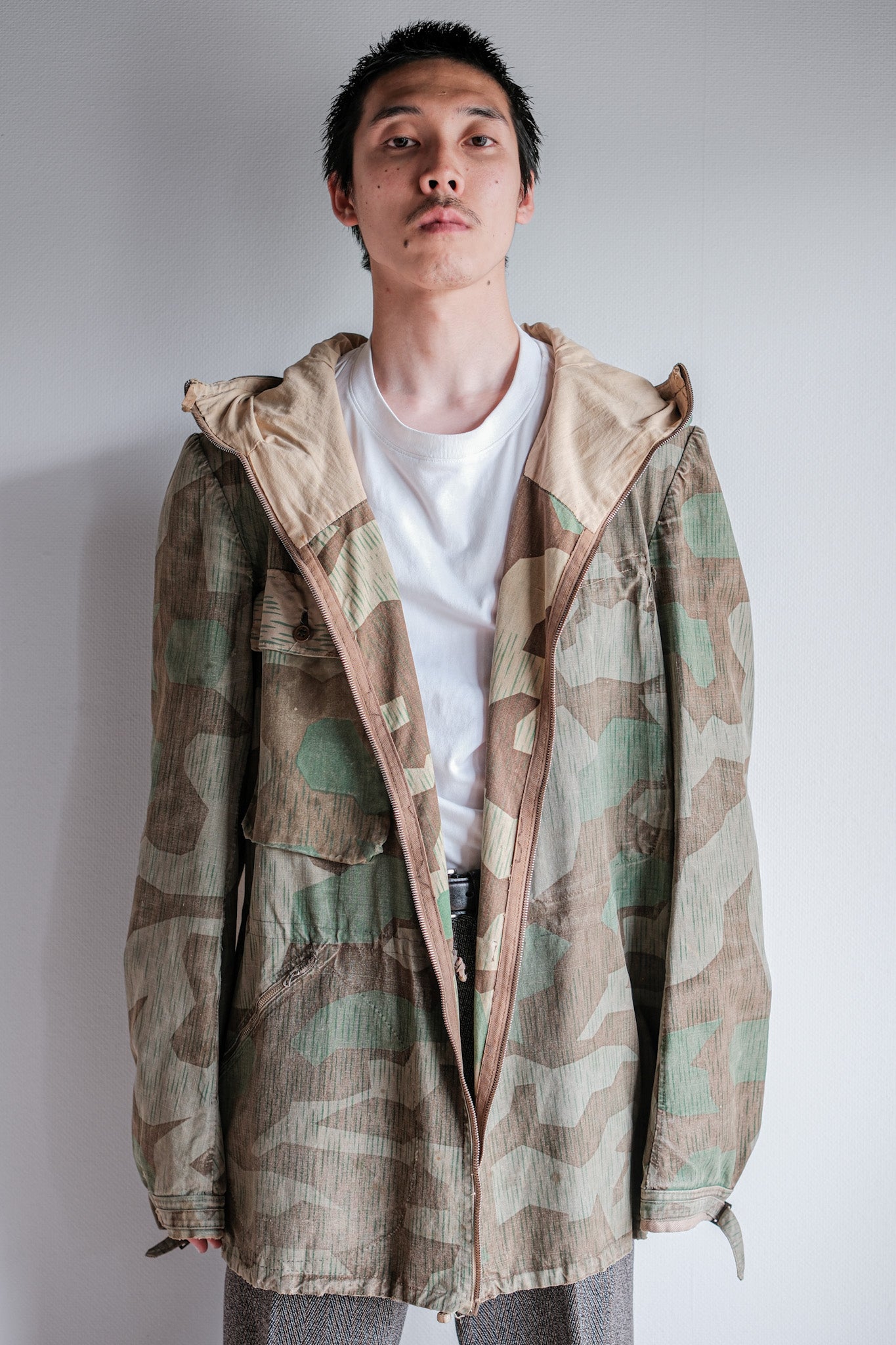 ［~40's］WWⅡ German Army Splinter Camouflage Zip Up Hooded Jacket "Localmade" "Wehrmacht"