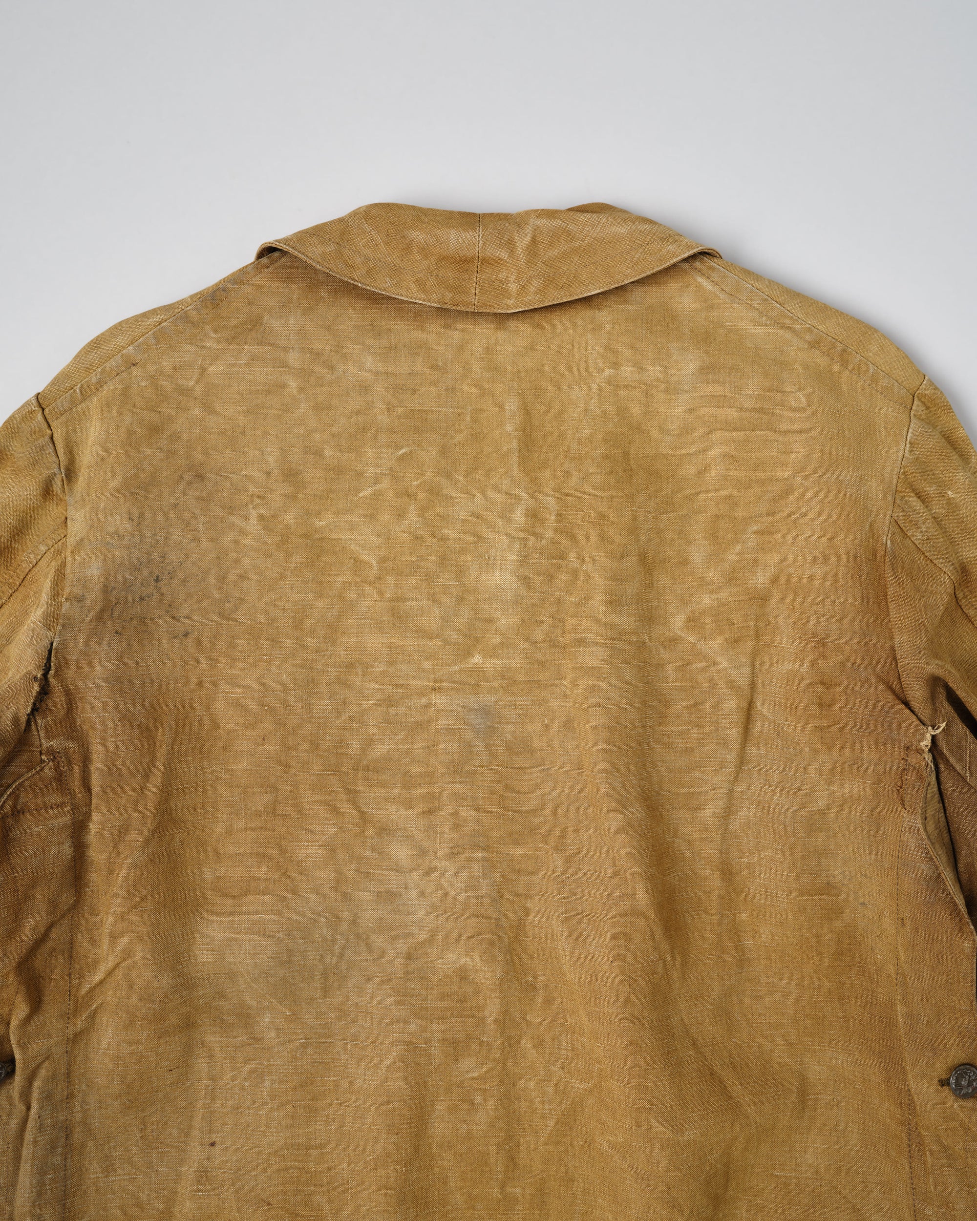 ［~30’s］French Vintage Linen Canvas Hunting Jacket With Chin Strap