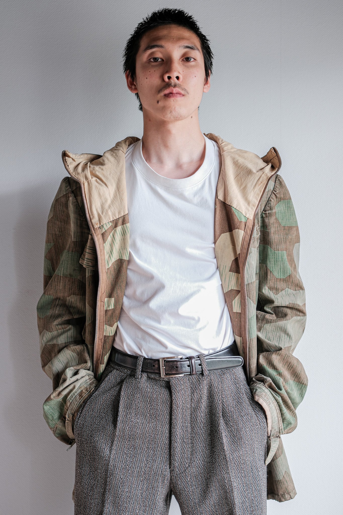 ［~40's］WWⅡ German Army Splinter Camouflage Zip Up Hooded Jacket "Localmade" "Wehrmacht"