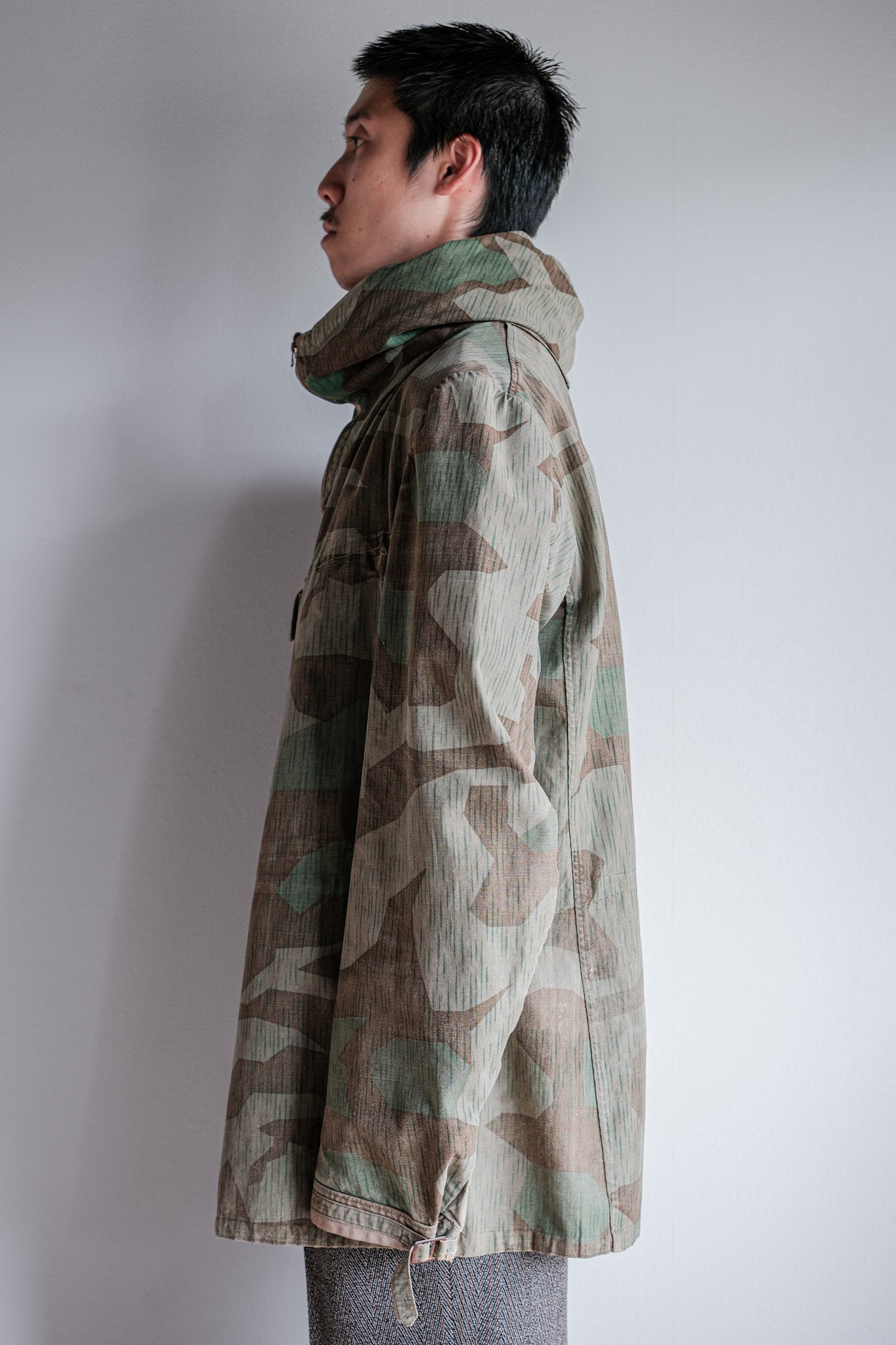 【~40's】WWⅡ German Army Splinter Camouflage Zip Up Hooded Jacket "Localmade" "Wehrmacht"