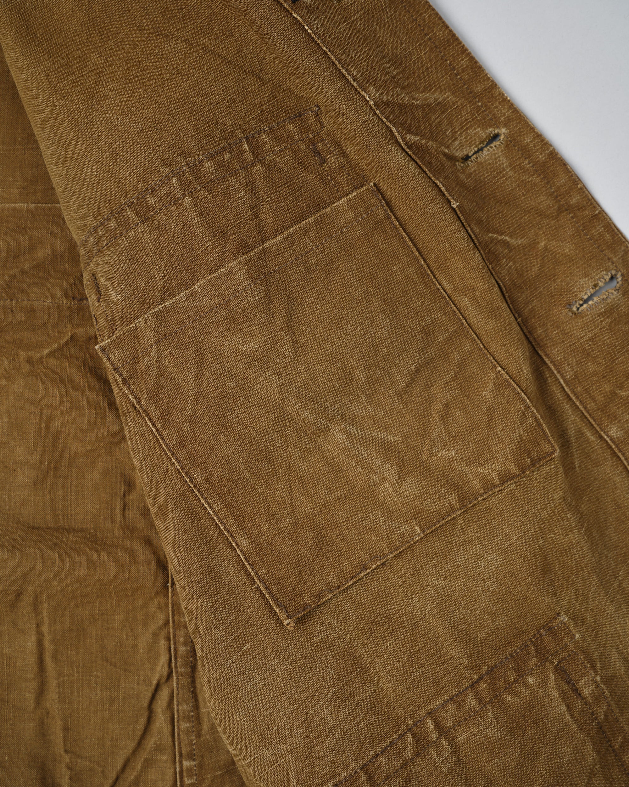 ［~30’s］French Vintage Linen Canvas Hunting Jacket With Chin Strap