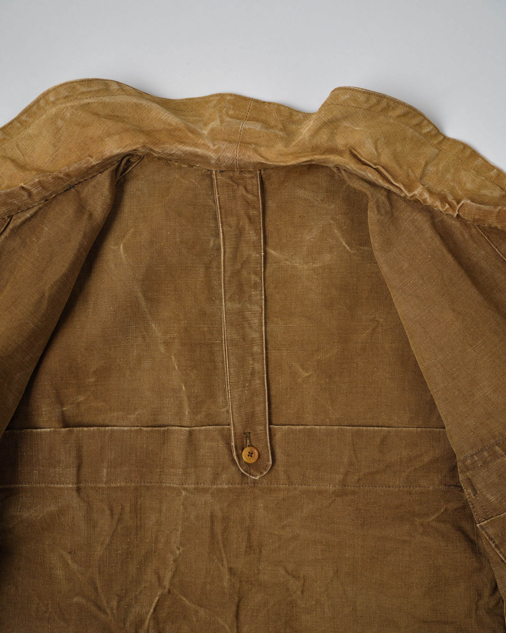 ［~30’s］French Vintage Linen Canvas Hunting Jacket With Chin Strap