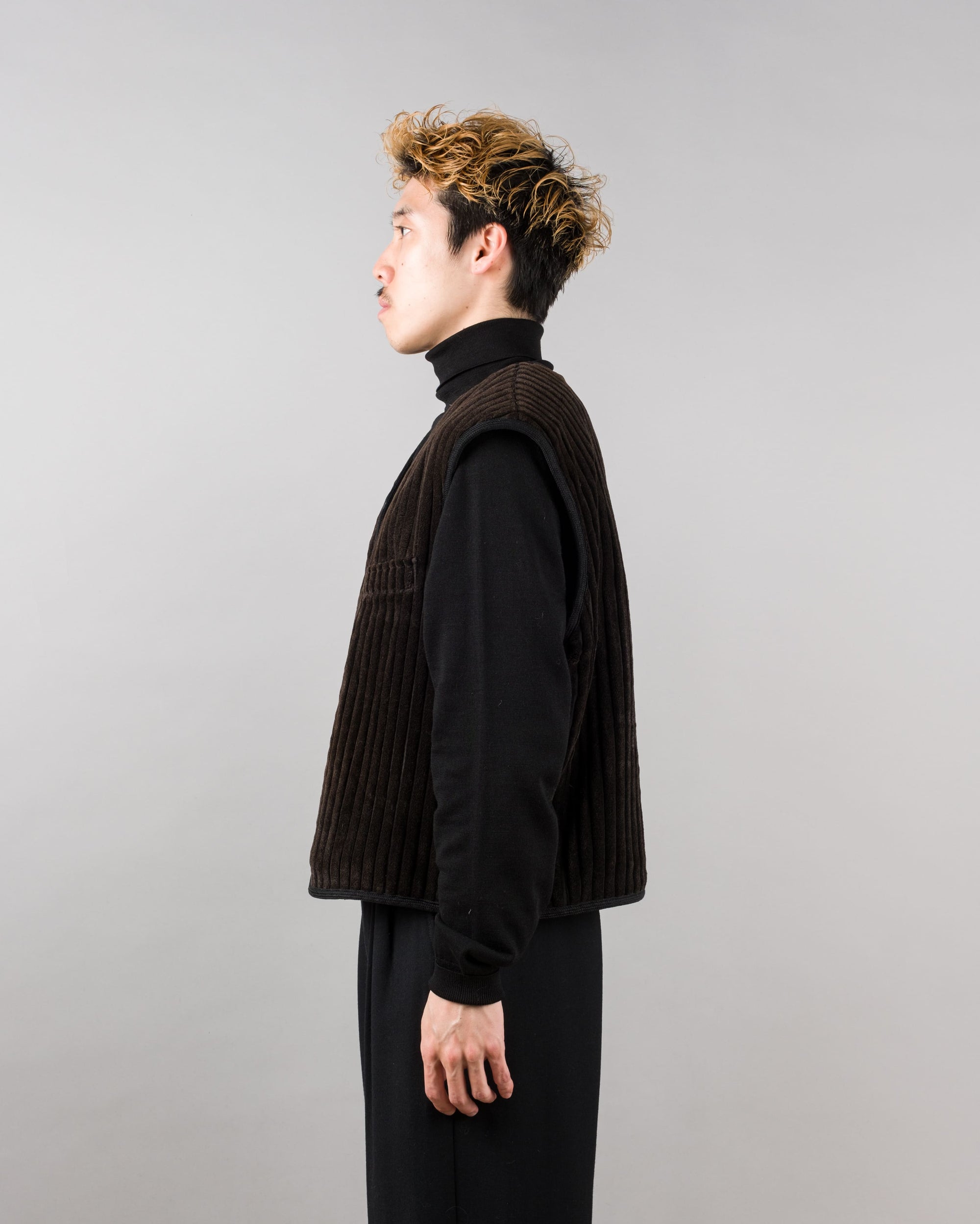 ［~90's］Old EMPORIO ARMANI Pile Lined Heavy Corduroy Zip Up Vest Size.52
