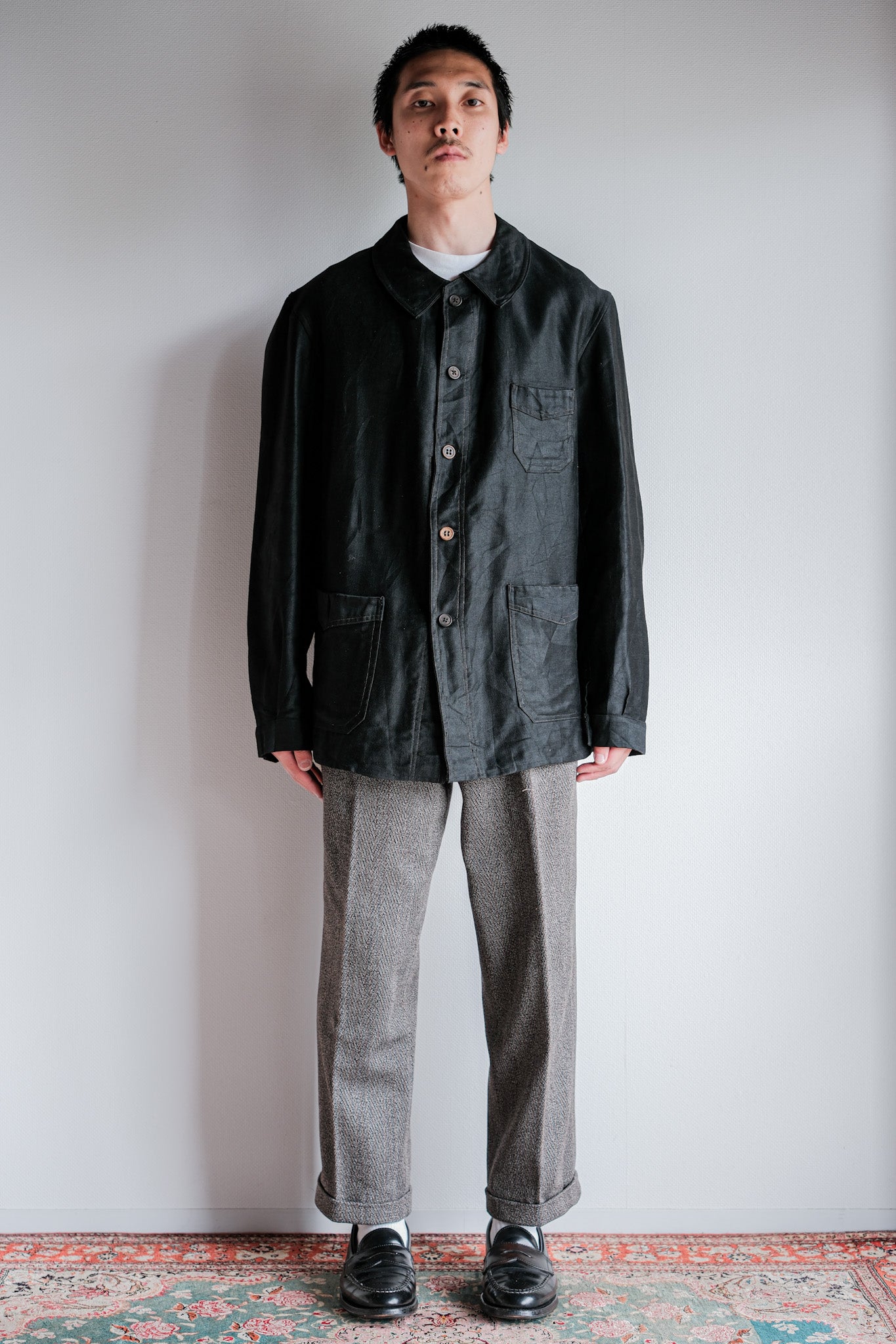［~40's］French Vintage Black Light Moleskin Work Jacket